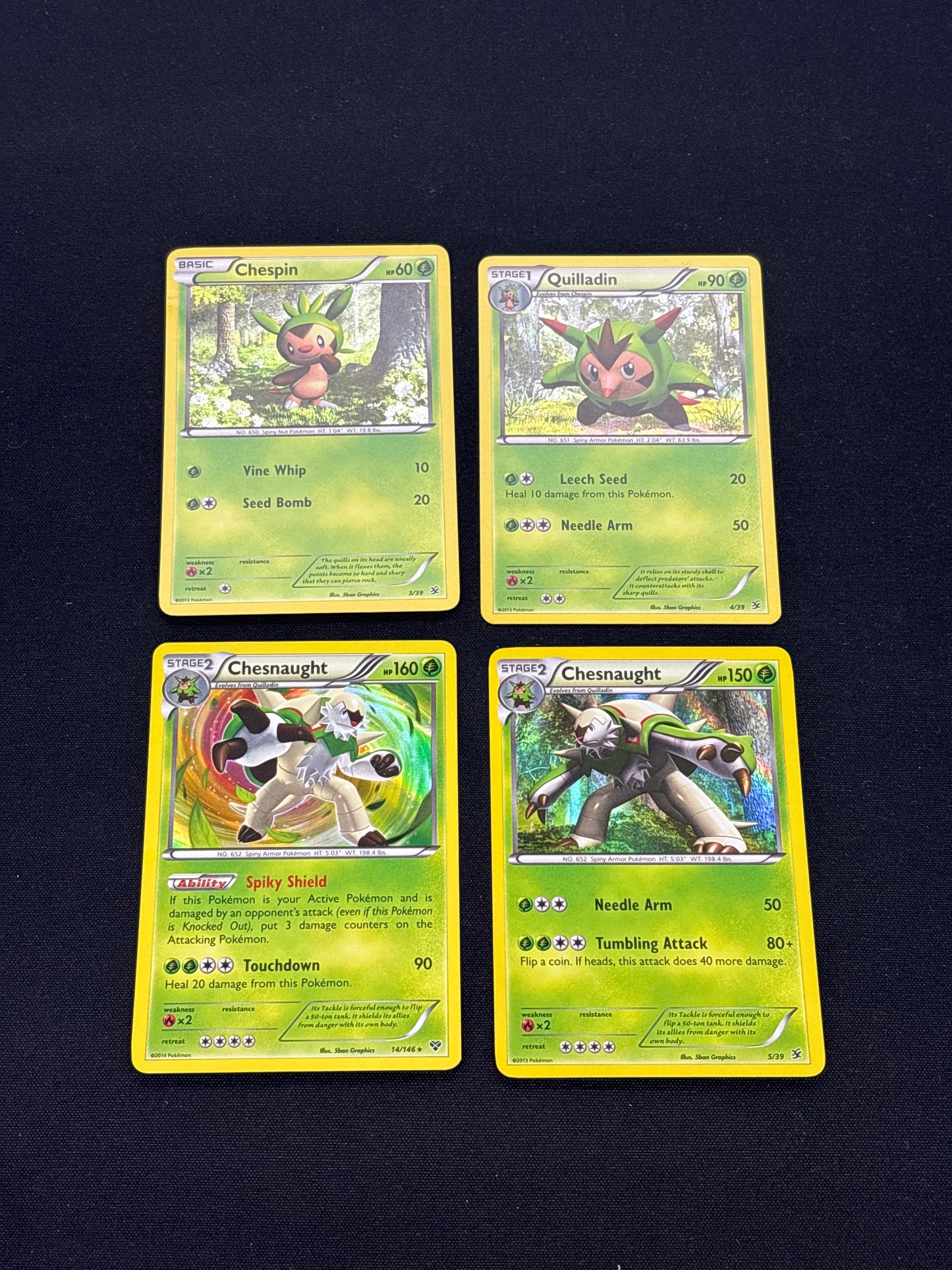 Auction Lot 258: Pokémon Cards Lot of 4 Chespin Evolution Holo Conditions Vary