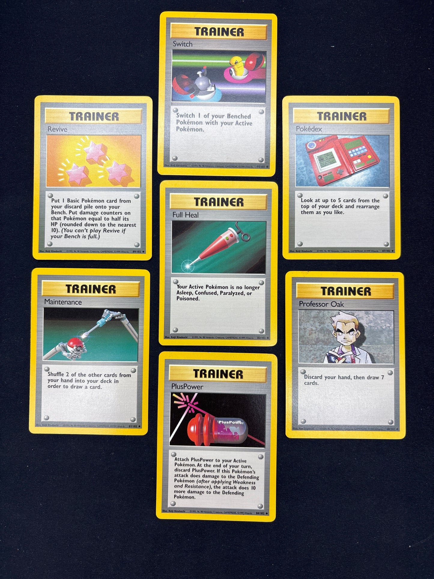 Auction Lot 123: Pokemon Cards Lot of 7 Assorted Trainer Base Set Conditions Vary