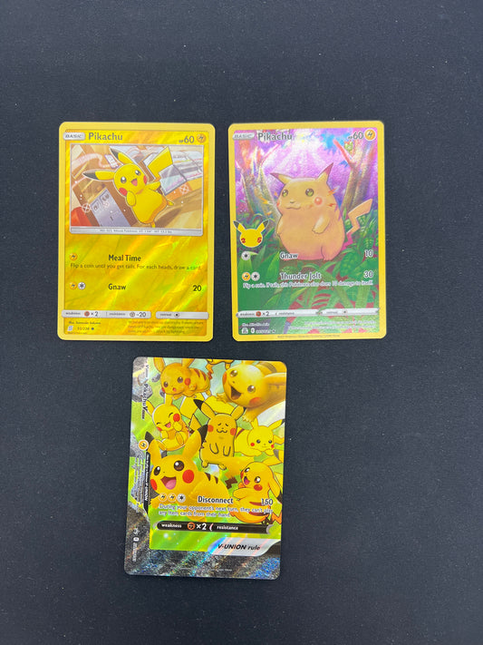 Auction Lot 407: Pokemon Cards Assorted Lot of 3 Pikachu Cards Conditions Vary