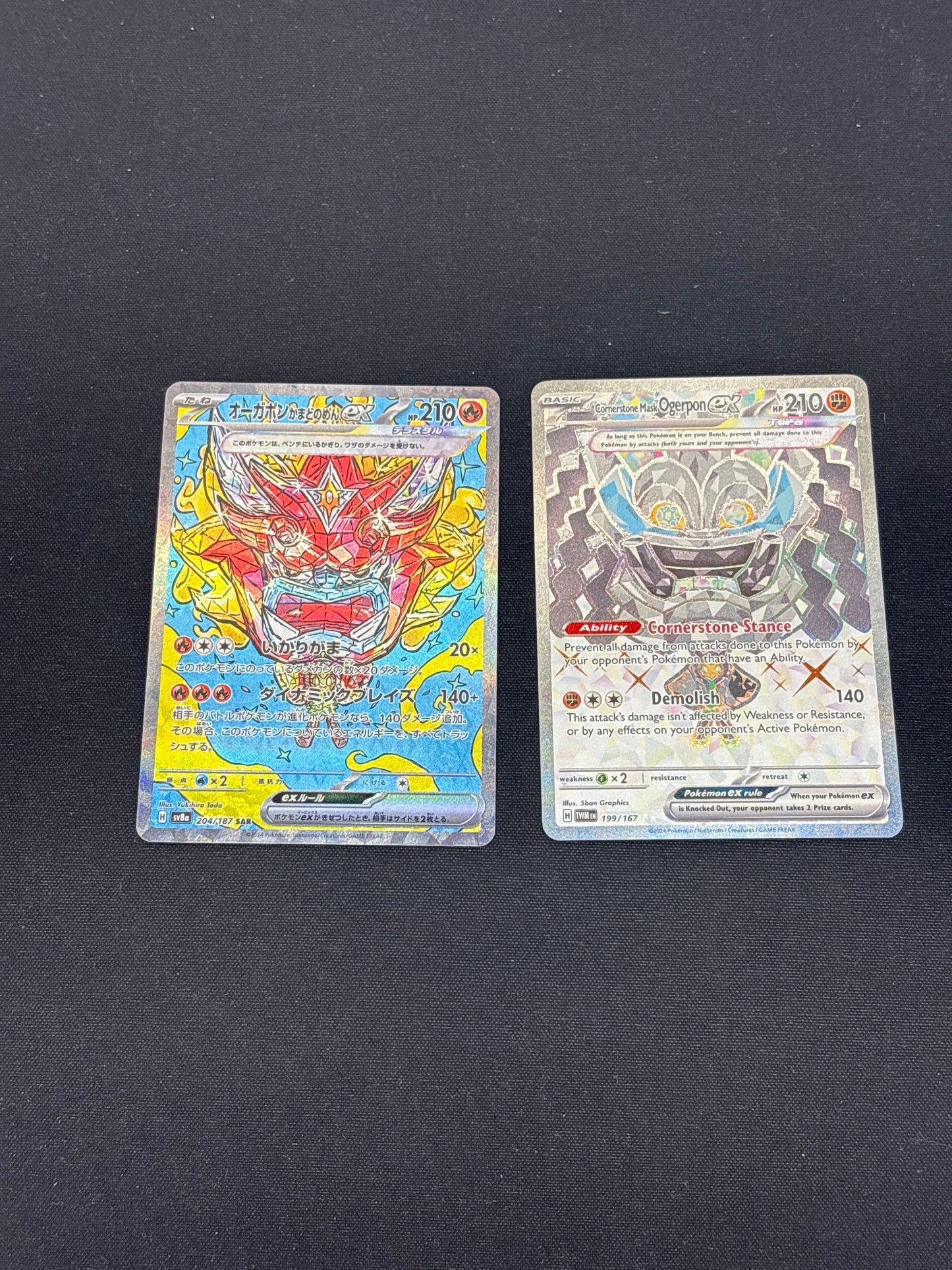 Auction Lot 428: Pokemon Cards Lot of 2 Ogerpon EX Full Art SAR and Ultra Rare Conditions Vary