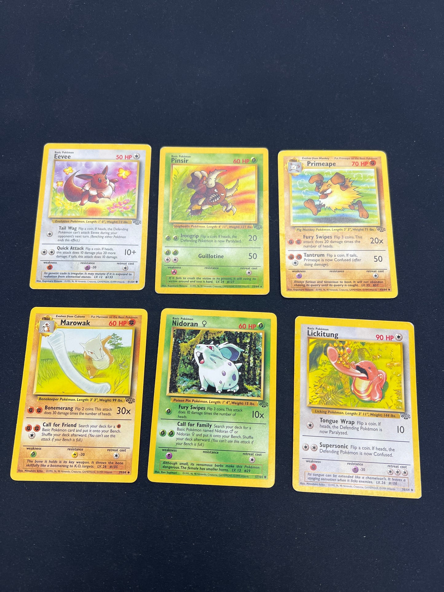 Auction Lot 153: Pokemon Cards Lot of 6 WOTC Jungle Non Holo Rares Commons Uncommons Conditions Vary