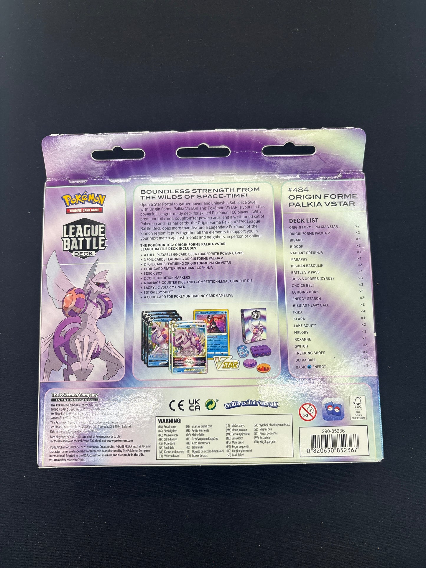 Auction Lot 117: Pokemon Origin Forme Palkia Vstar League Battle Deck Sealed