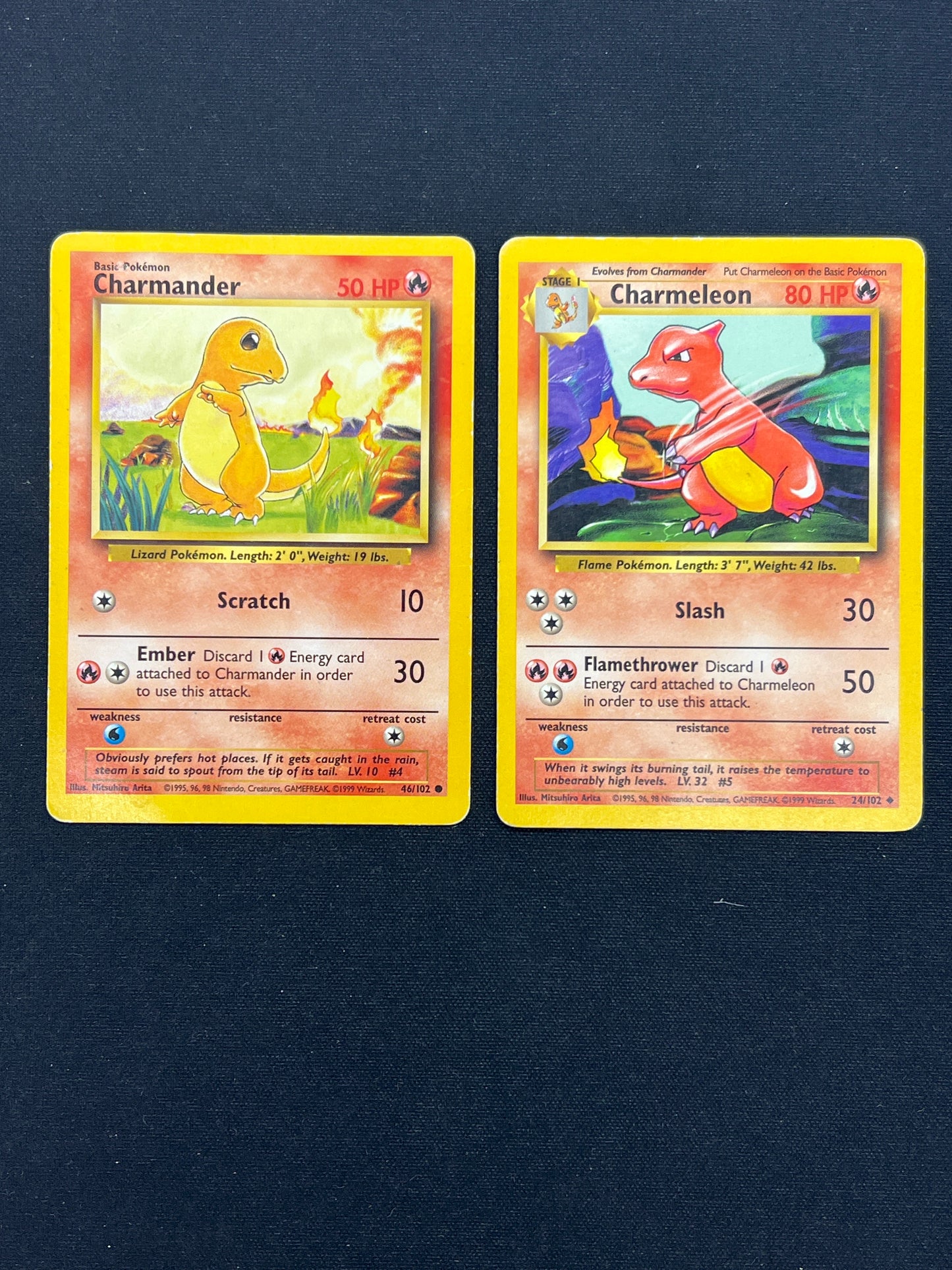 Auction Lot 394: Pokemon Cards Lot of 2 Assorted Charmander & Charmeleon Base Set Conditions Vary