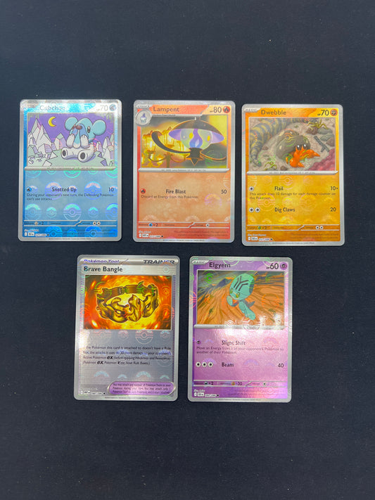 Auction Lot 344: Pokemon Cards Lot of 5 Assorted Pokeball Pattern Black Bolt White Flare Conditions Vary