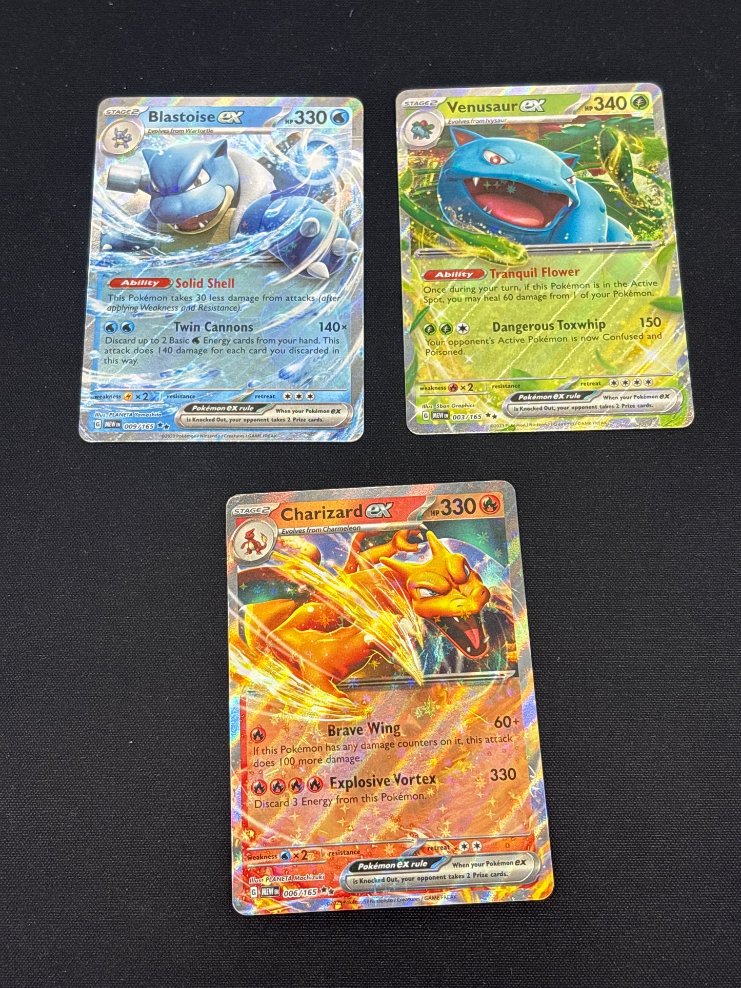 Auction Lot 423: Pokemon Cards SV 151 Kanto Trio Starter EX's Conditions Vary