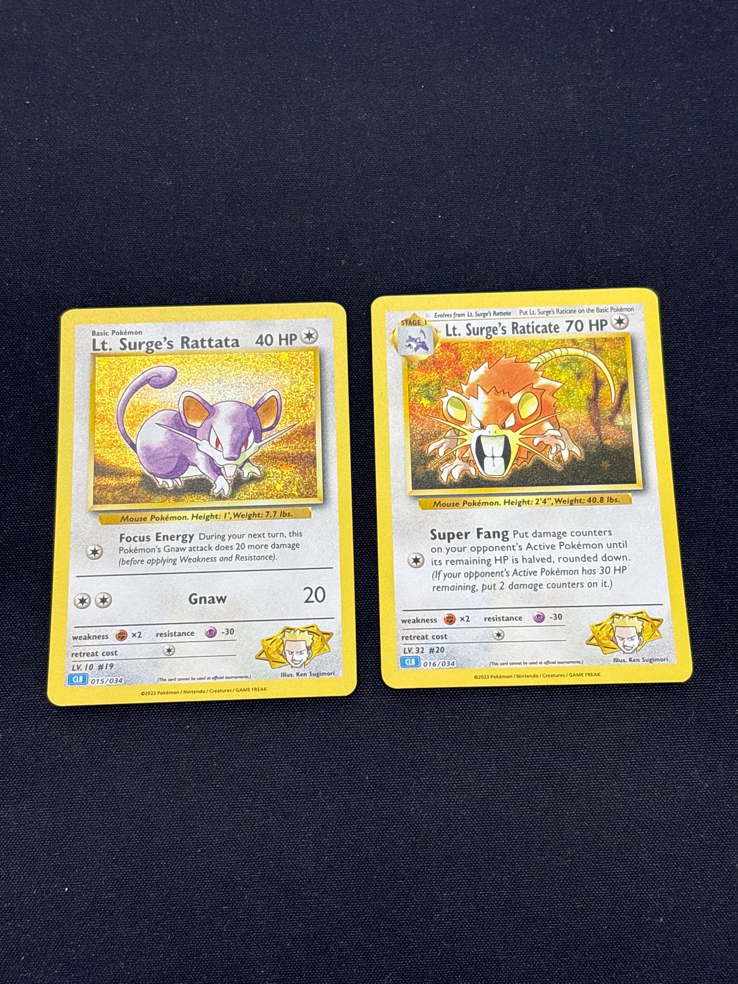 Auction Lot 489: Pokemon Cards Lot of 2 LT Surge Pokemon Holos Classic Collection Condition Vary