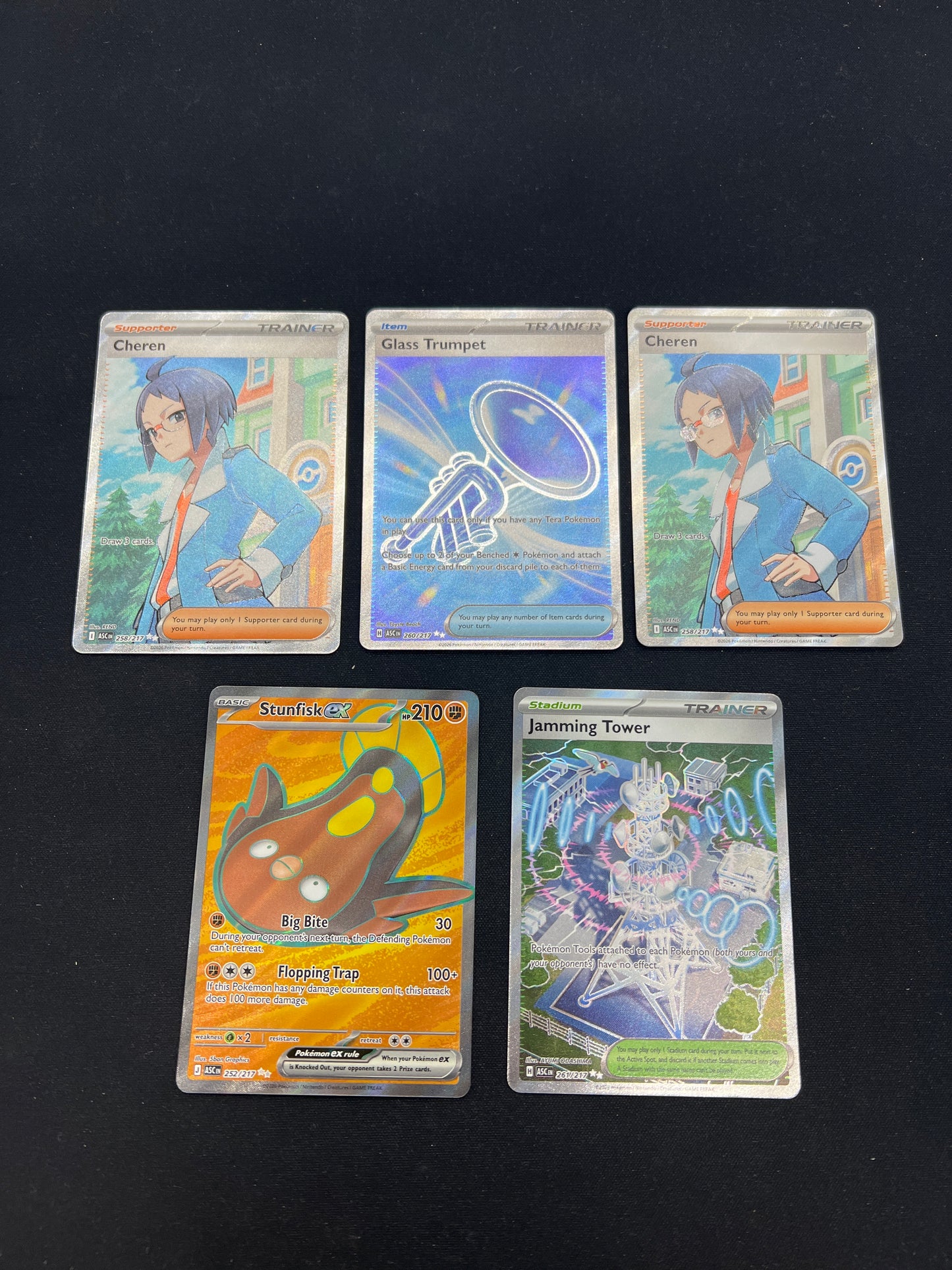 Auction Lot 208: Pokemon Cards Lot of 5 Full Art Ascended Heroes Conditions Vary