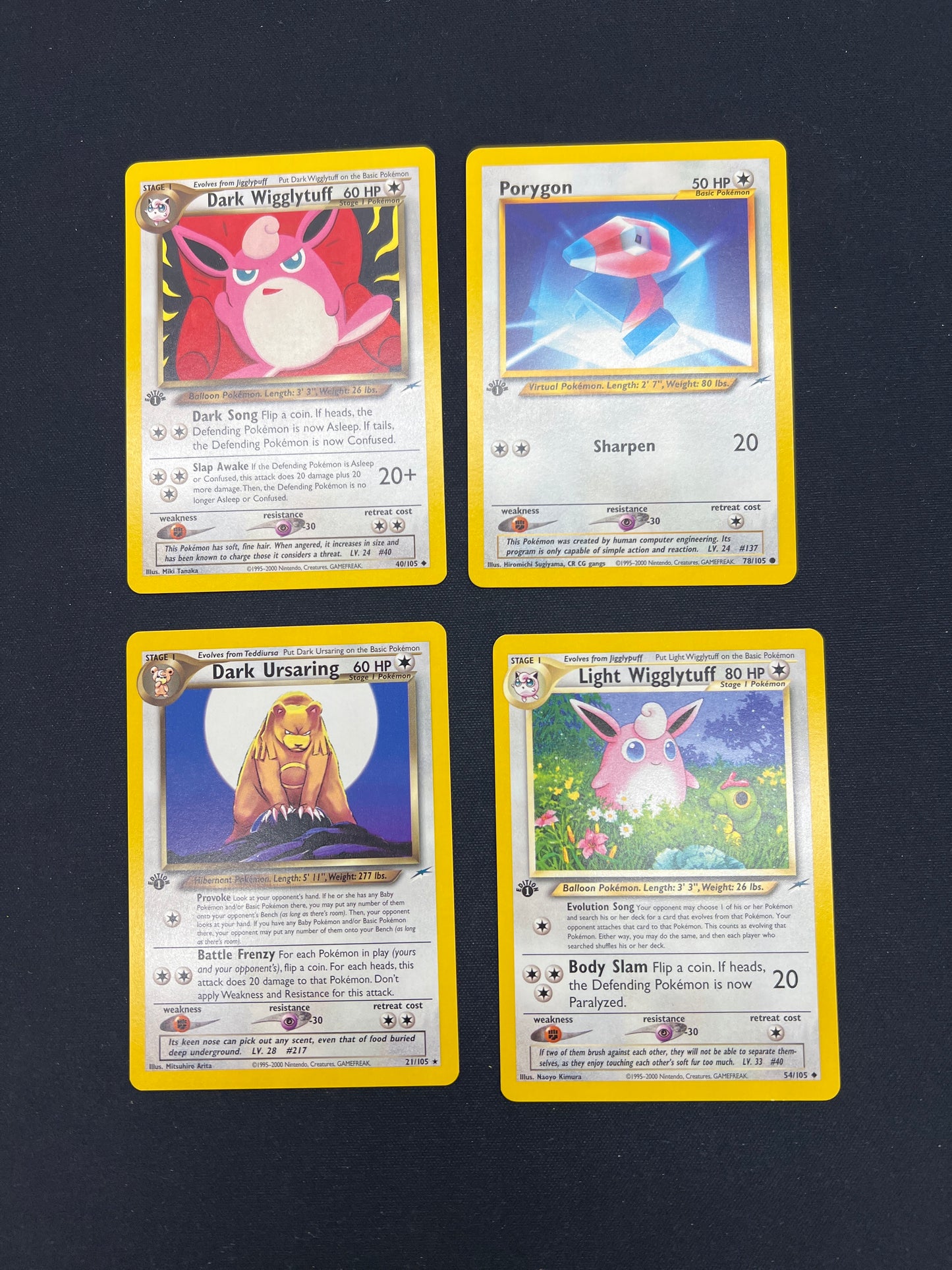 Auction Lot 8: Pokemon Cards Lot of 4 Assorted Normal Type 1st Edition Neo Destiny Conditions Vary