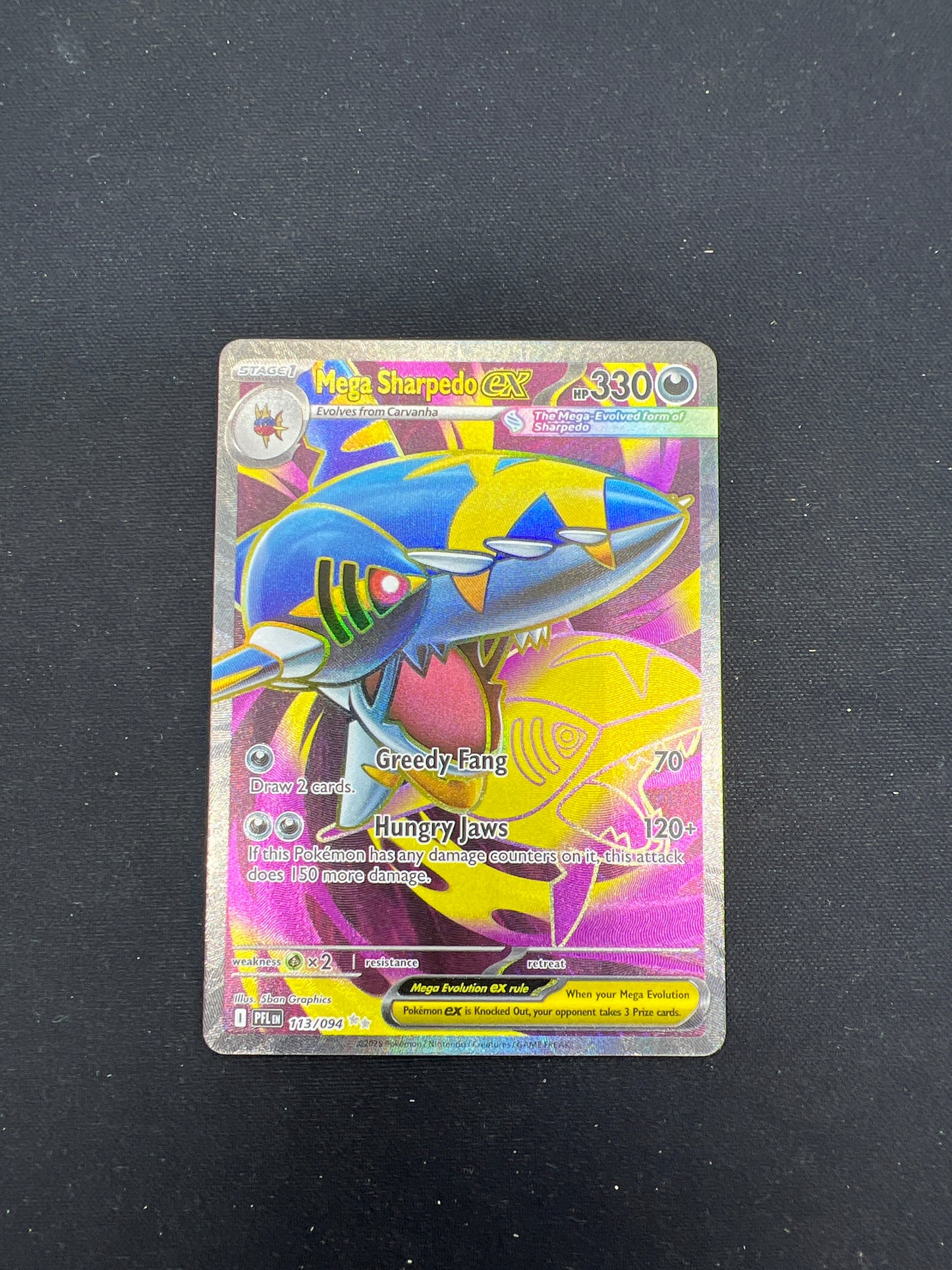 Auction Lot 203: Pokemon Cards Mega Sharpedo EX Full Art Phantasmal Flames Conditions Vary