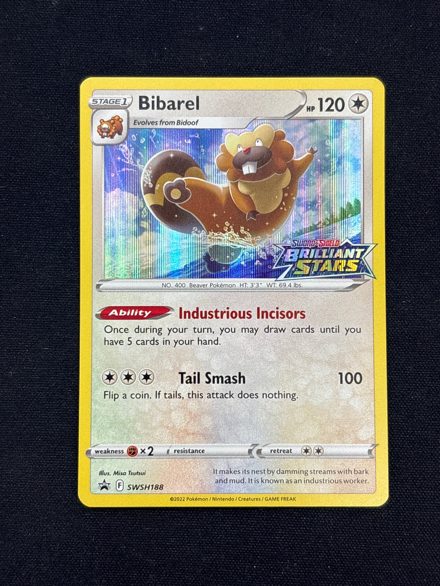 Auction Lot 222: Pokemon Card Bibarel SWSH Brilliant Stars Stamped Promo Conditions Vary