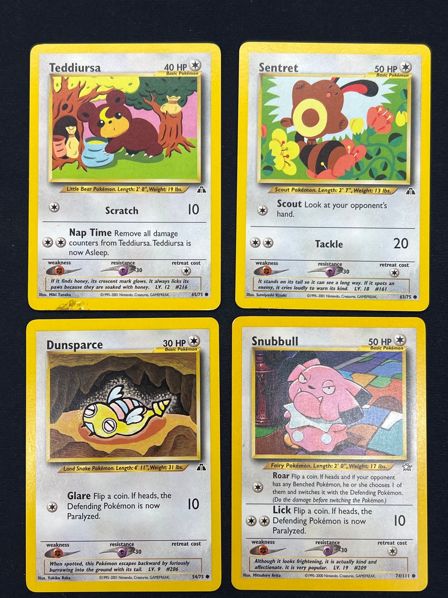 Auction Lot 398: Pokemon Cards Lot of 4 Assorted Normal Type Neo Discovery Conditions Vary