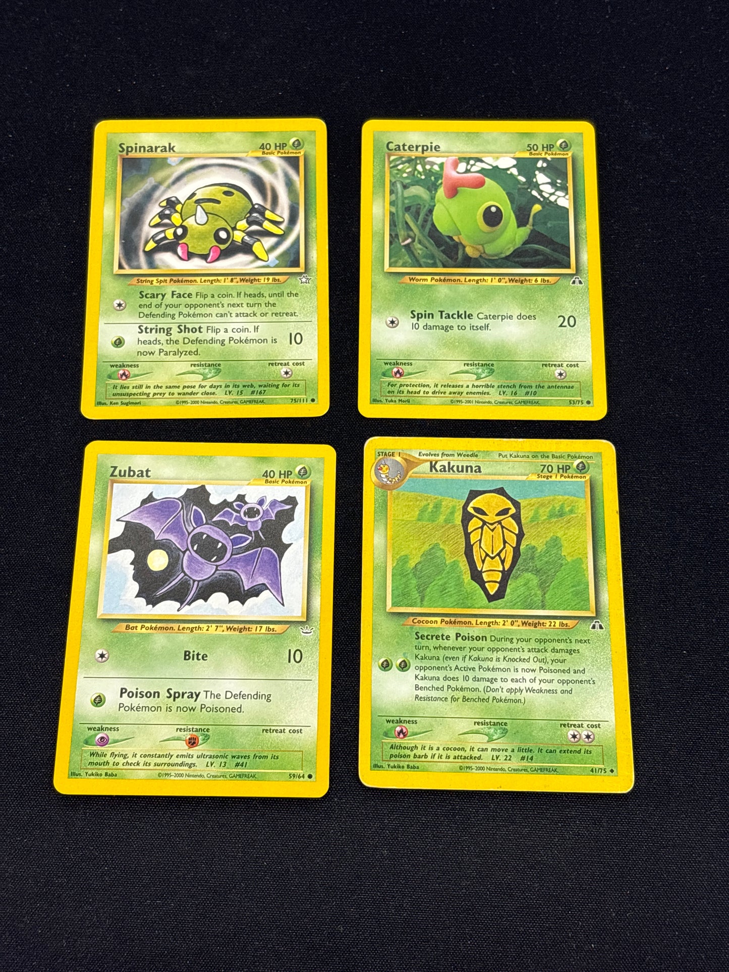 Auction Lot 498: Pokemon Cards Lot of 4 Grass Type WOTC Commons Condition Vary