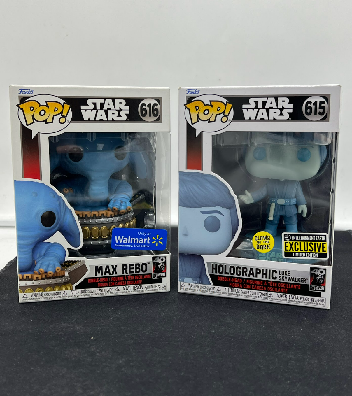 Auction Lot 40: POP Funko Star Wars Max Rebo + Holographic Luke Skywalker 615 615 Exclusive Figures