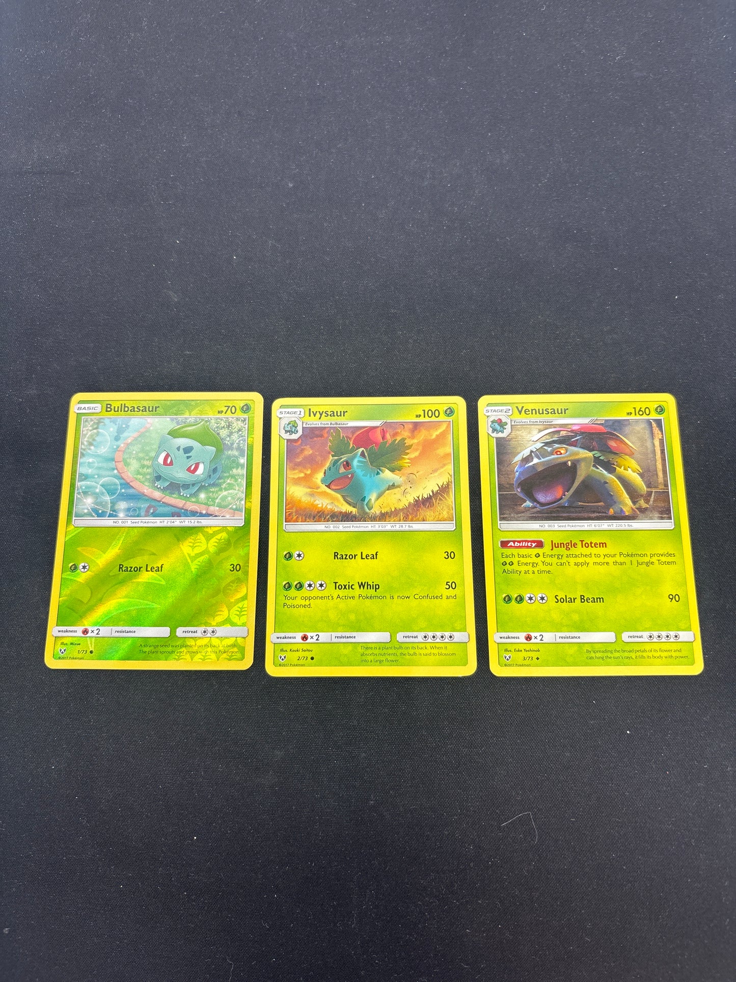 Auction Lot 35: Pokemon Cards Venusaur Evolution Line SM Era Reverse and Holos Conditions Vary