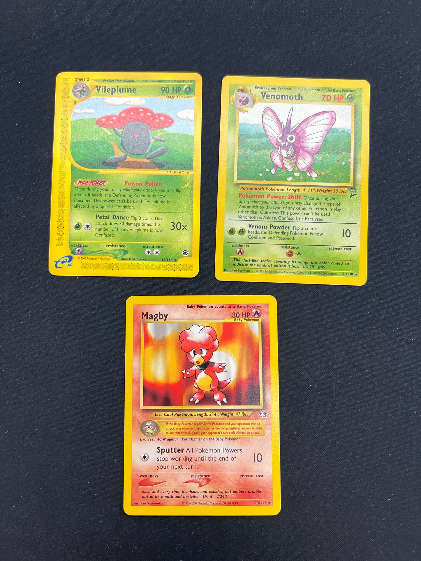 Auction Lot 188: Pokemon Cards Lot of 3 WOTC Assorted Non Holo Rares Conditions Vary
