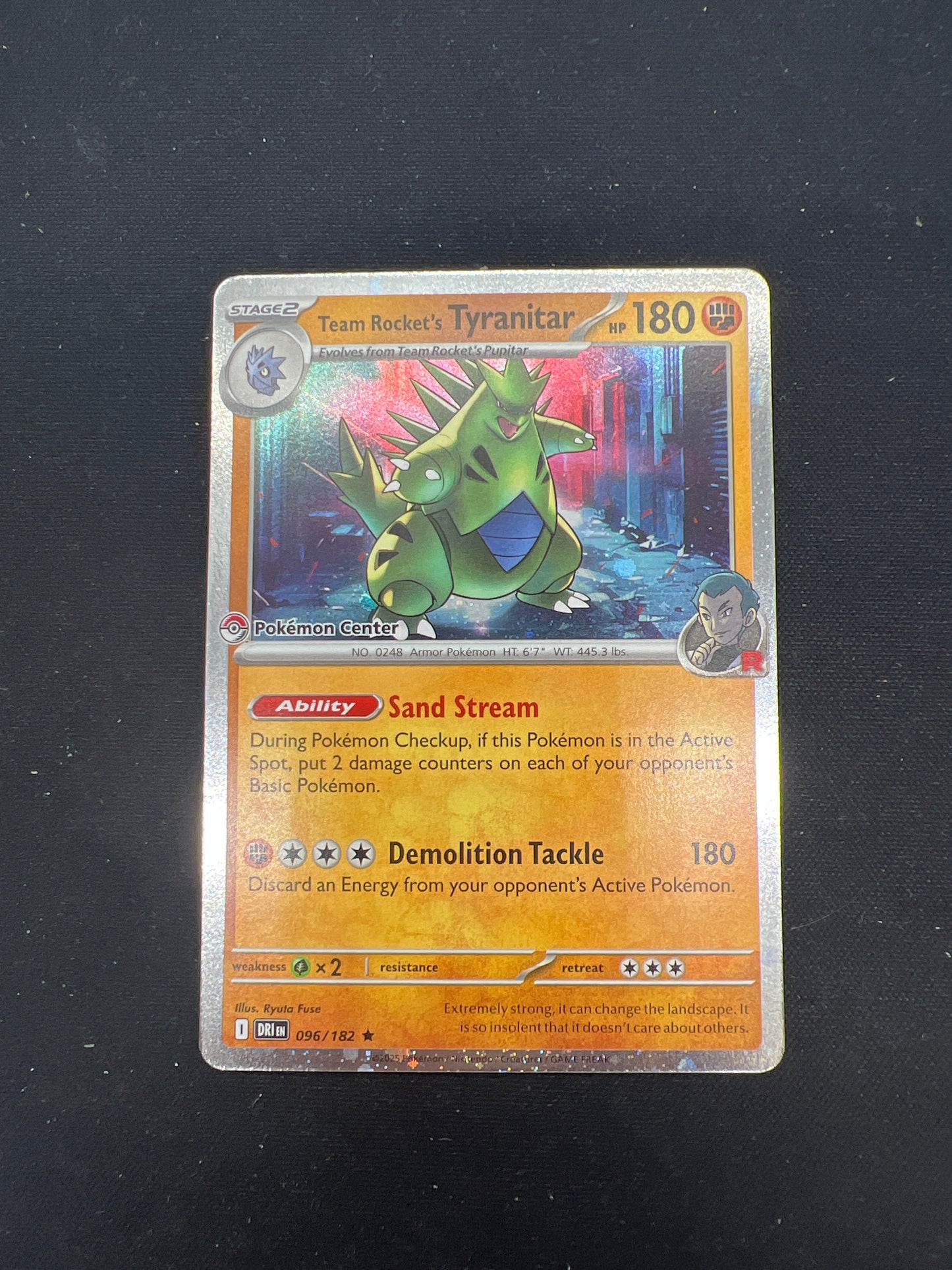 Auction Lot 123: Pokemon Cards Team Rocket's Tyranitar Pokemon Center Stamped Cosmo Holo Condition Vary