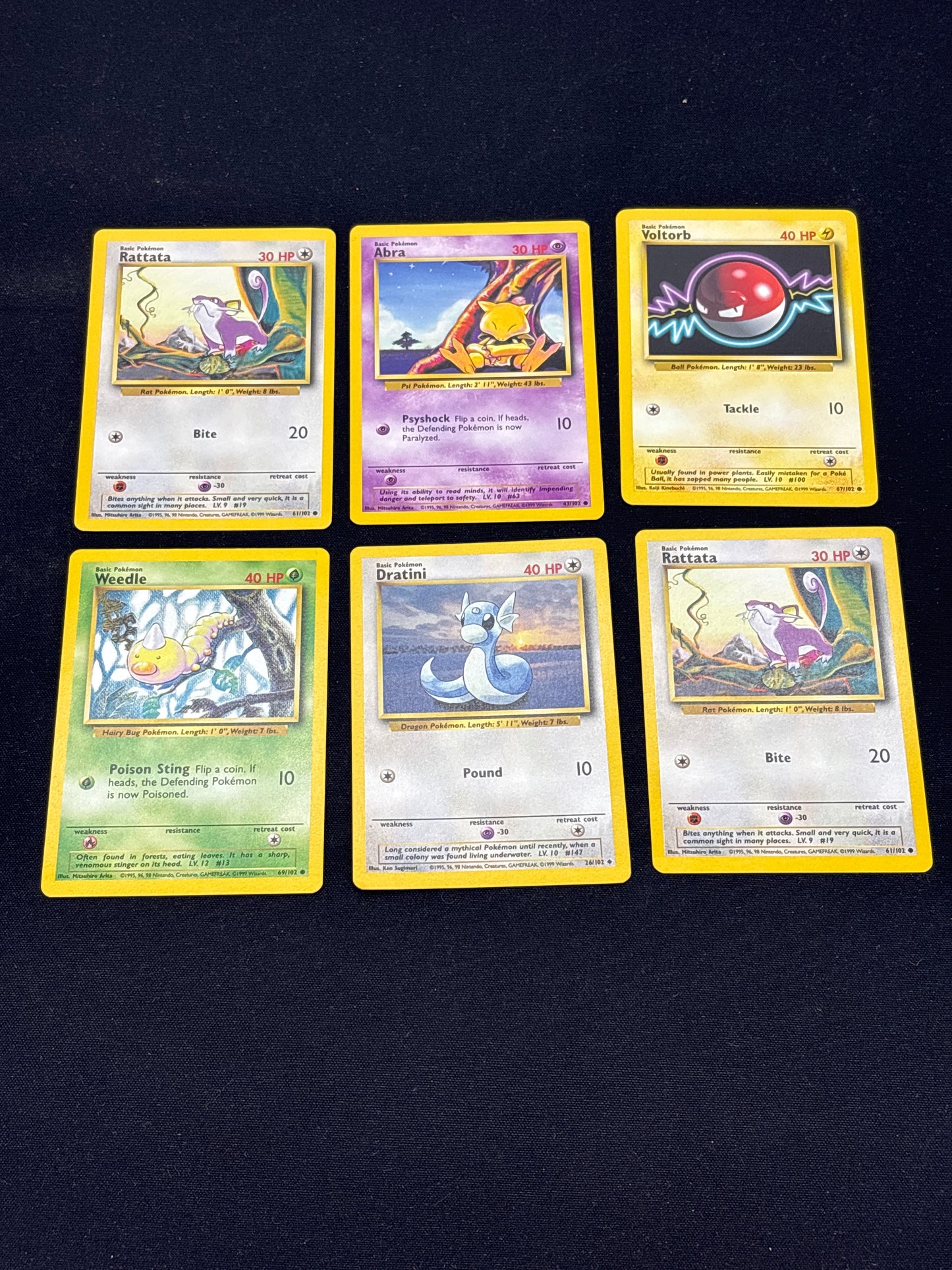 Auction Lot 64: Pokémon Cards Lot of 6 Base Set Commons Conditions Vary