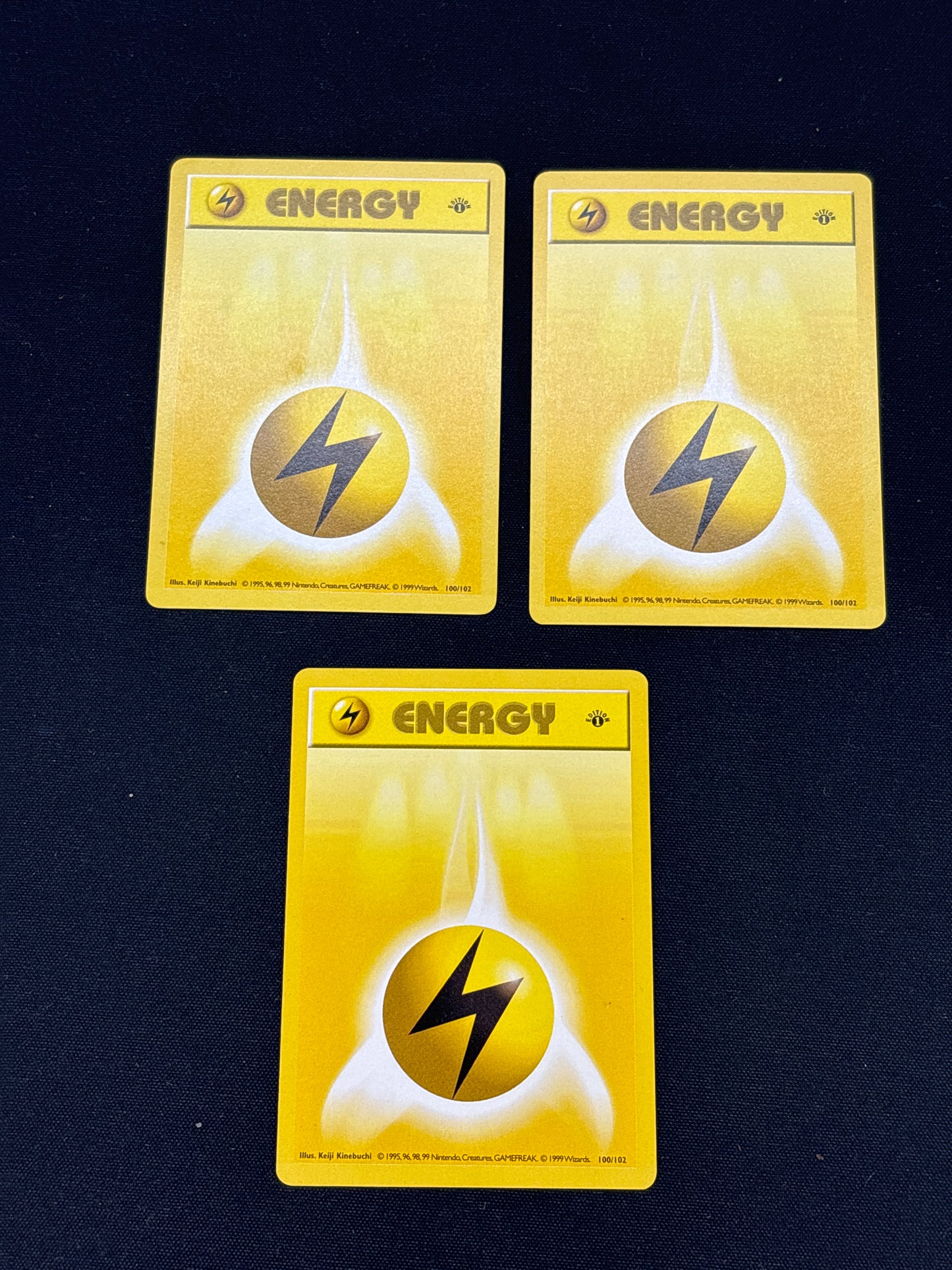 Auction Lot 76: Pokemon 1st Edition Shadowless Lightning Energy Card Lot Conditions Vary