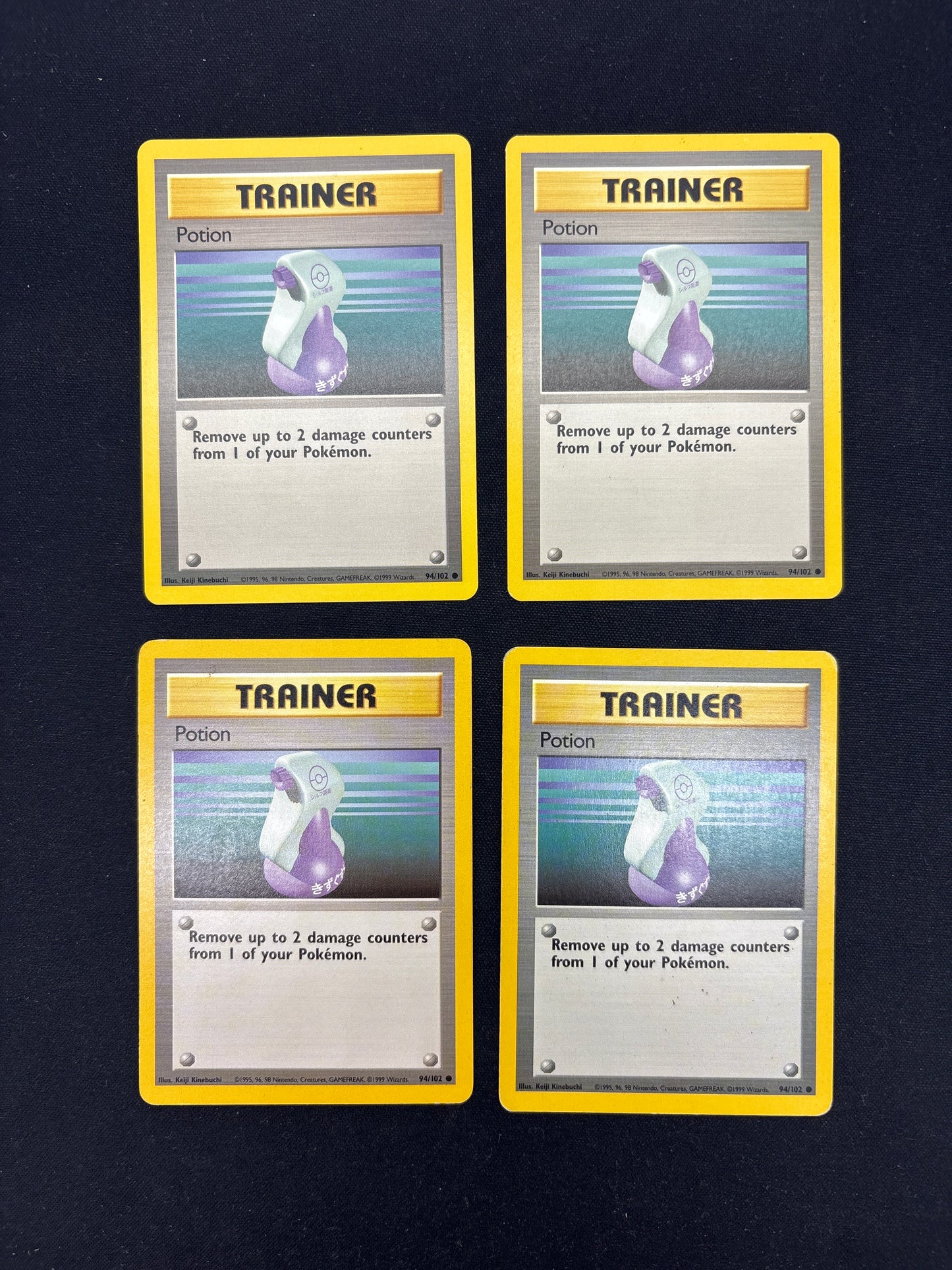 Auction Lot 337: Pokemon Cards Potion Lot of 4 Base Set Condition Vary