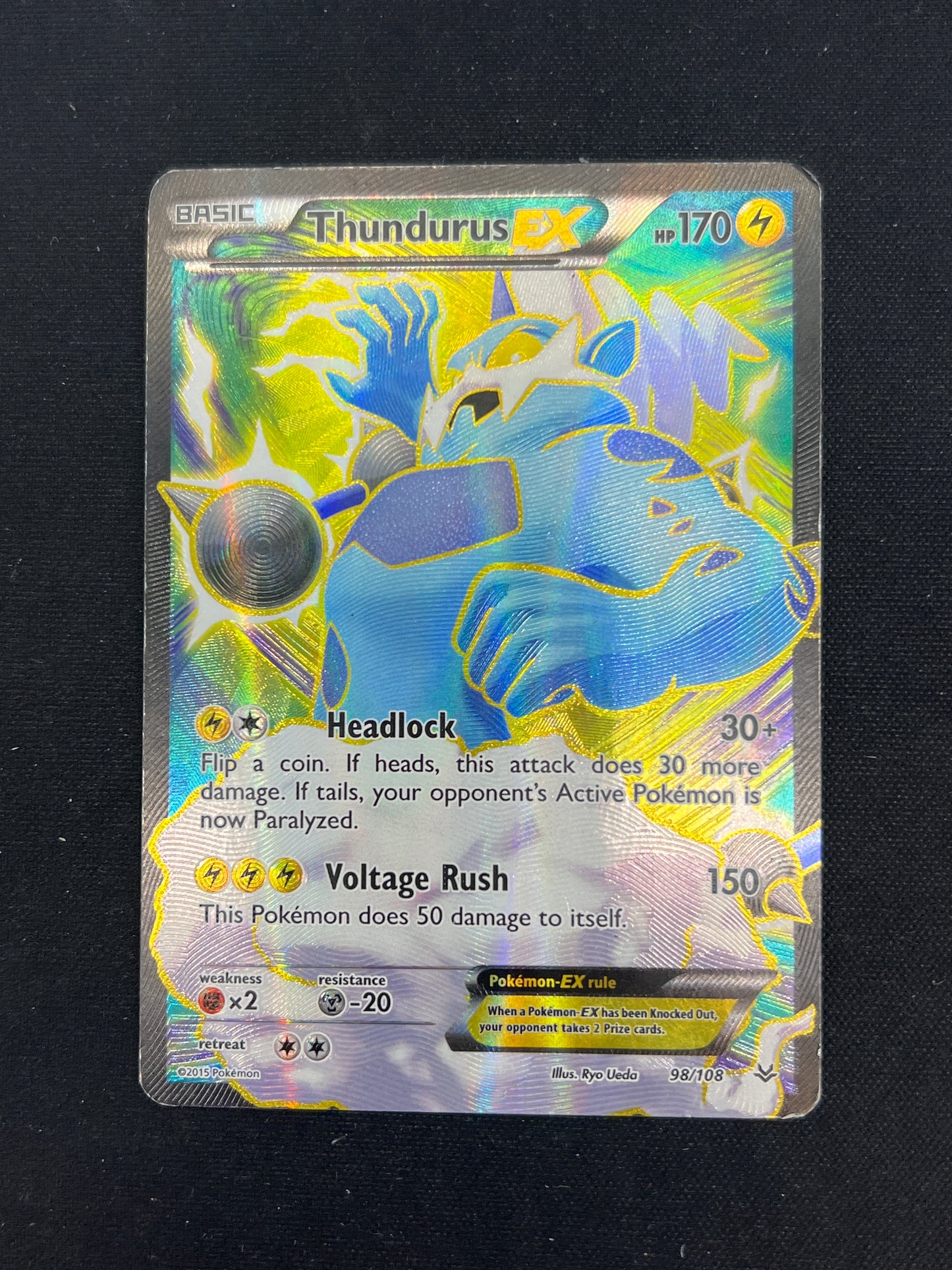Auction Lot 130: Pokemon Cards Thundurus EX Roaring Skies Full Art 98/108 Roaring Skies