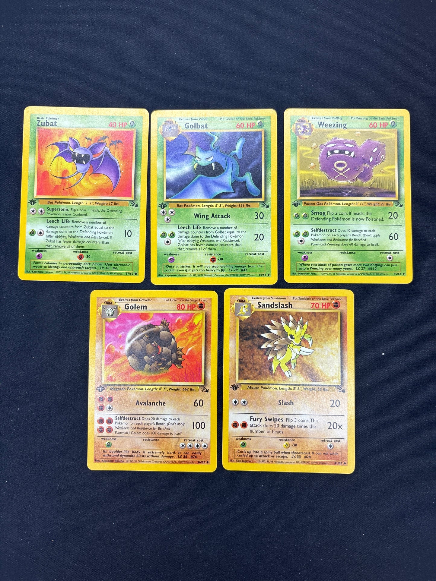 Auction Lot 407: Pokemon Cards Lot of 6 Assorted 1st Edition Fossil Conditions Vary