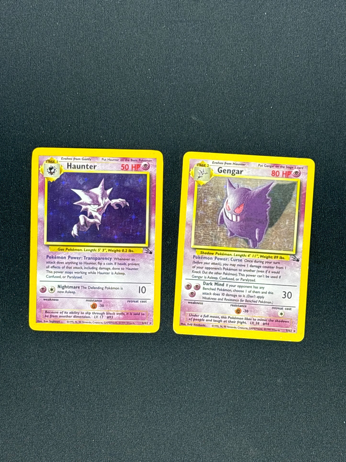 Auction Lot 20: Haunter Gengar Pokemon WOTC Fossil Holos Condition Vary
