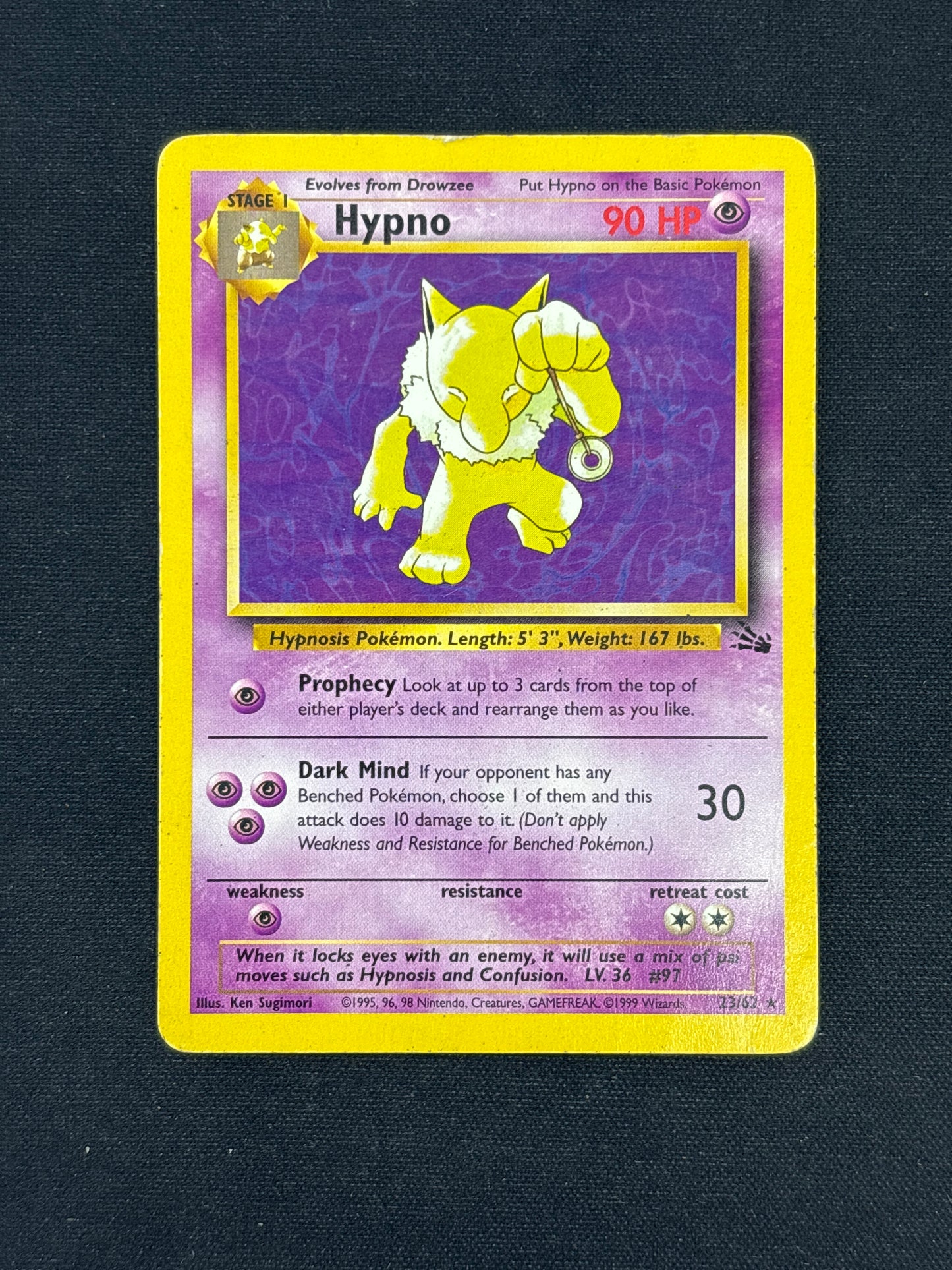 Auction Lot 128: Pokemon Card Hypno Fossil Conditions Vary