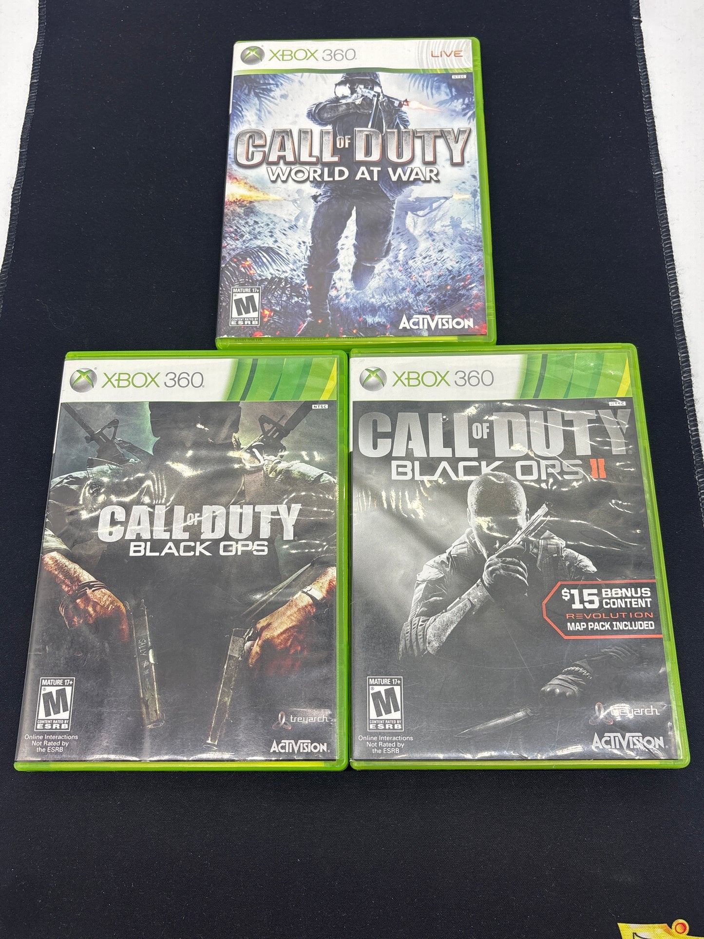Auction Lot 207: XBOX 360 Video Game Lot of 3 Call of Duty World at War Black Ops
