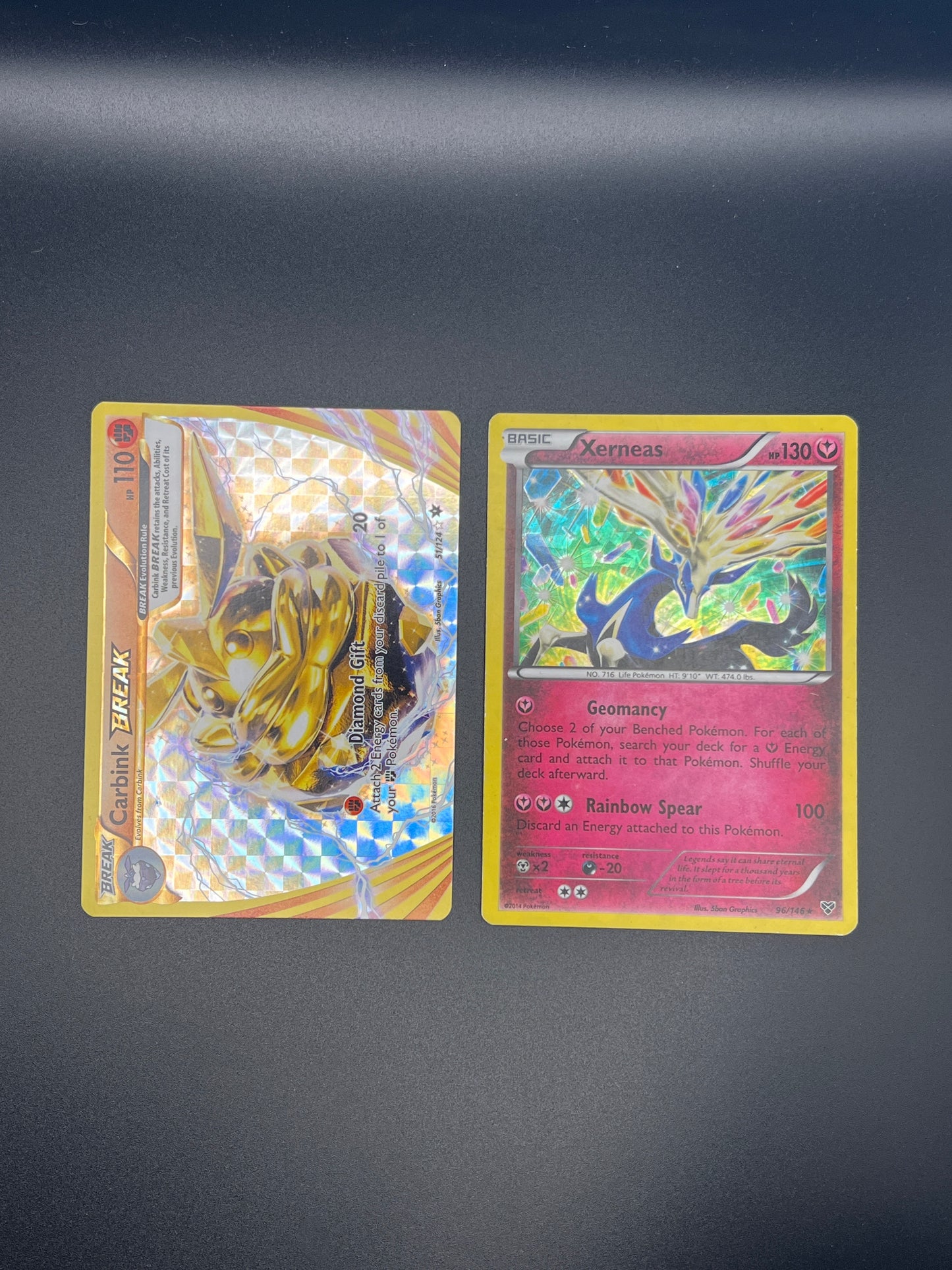 Auction Lot 385: Pokemon Cards Lot of 2 Xerneas Holo Carbink Break Condition Vary