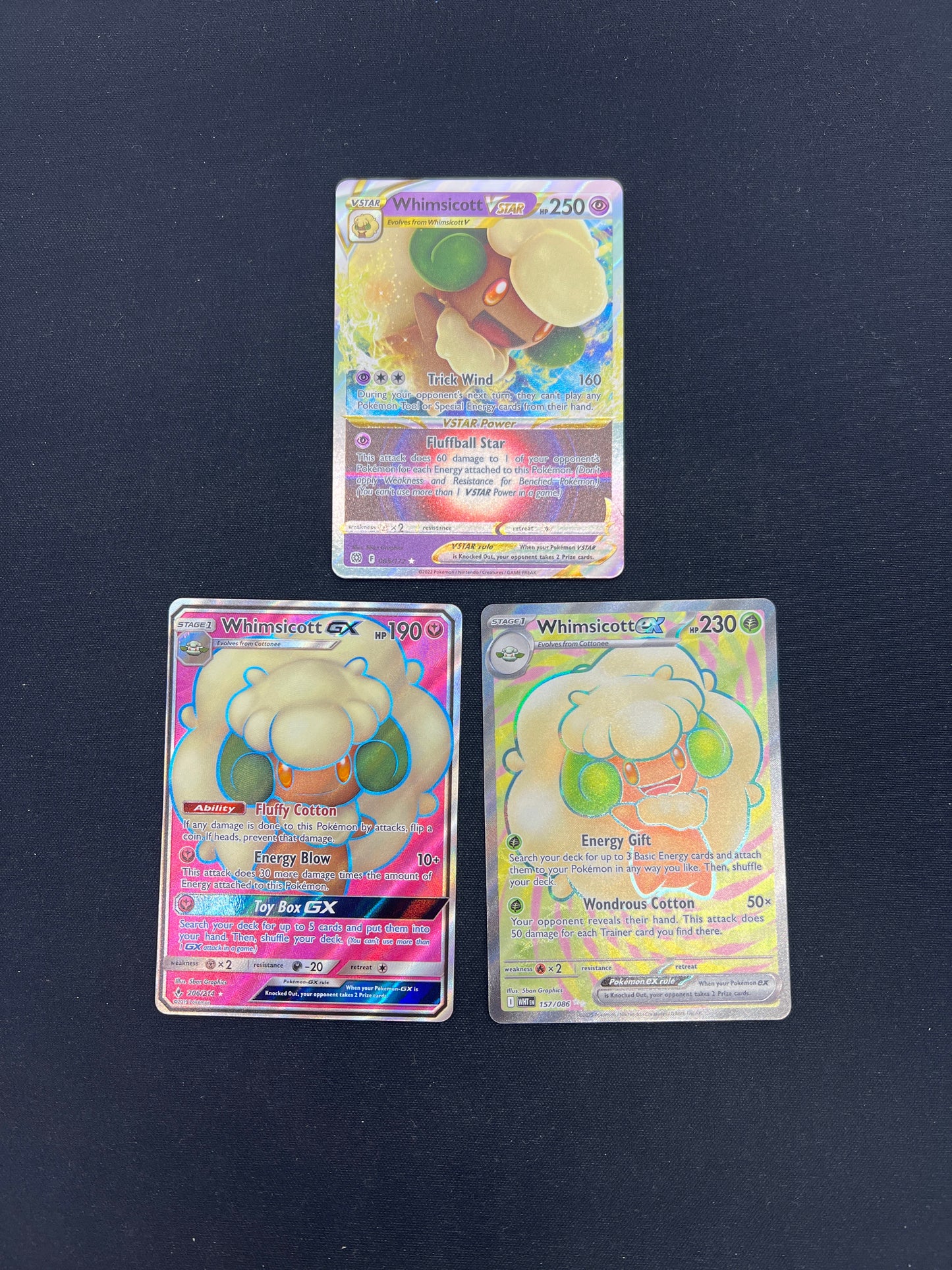 Auction Lot 205: Pokemon Cards Lot of 3 Assorted Whimsicott Ultra Rares Conditions Vary