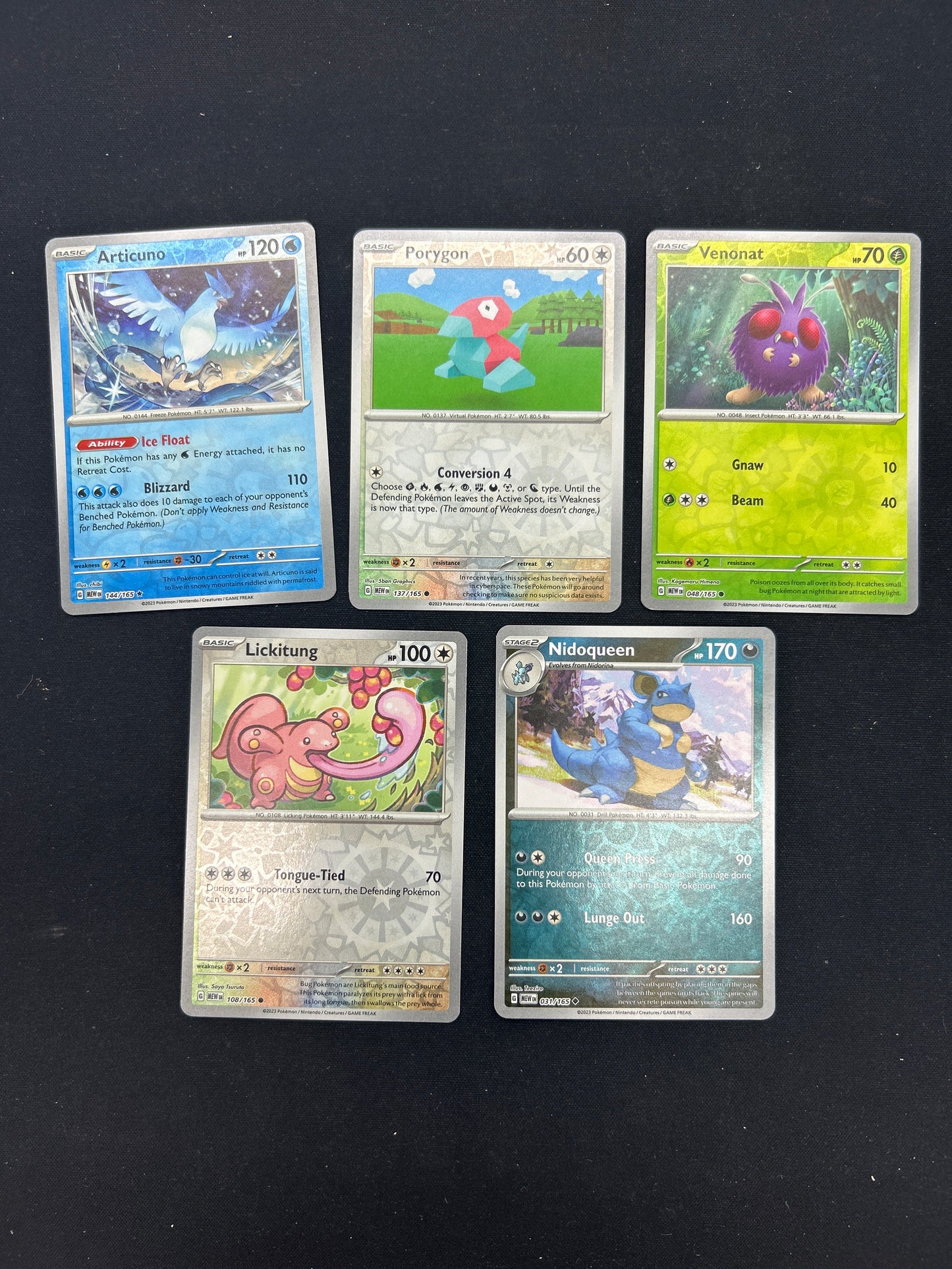 Auction Lot 436: Pokemon Cards Lot of 5 Assorted SV 151 Reverse Holos Conditions Vary