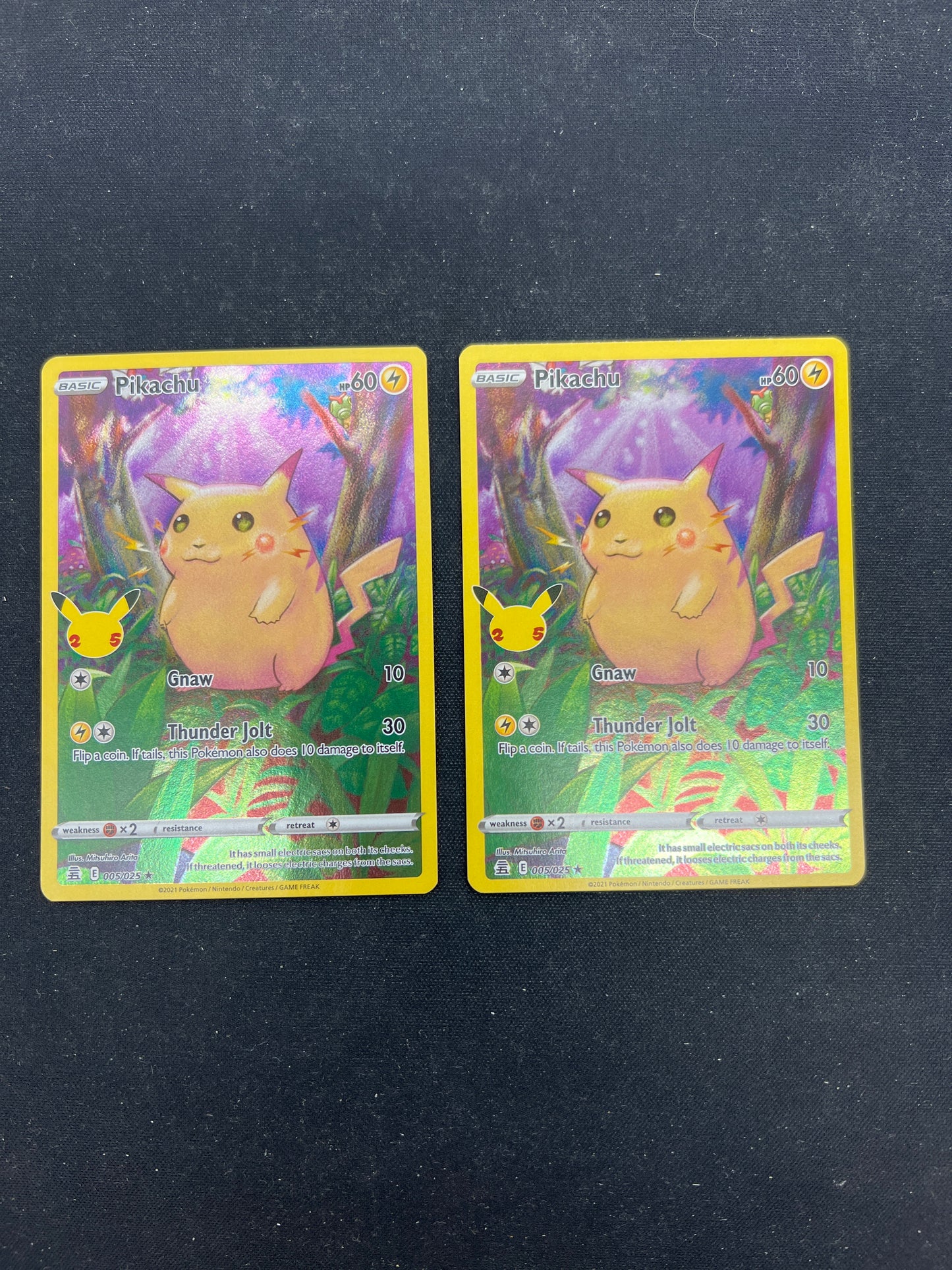 Auction Lot 251: Pokemon Cards Lot of 2 Pikachu Full Art Celebrations Conditions Vary