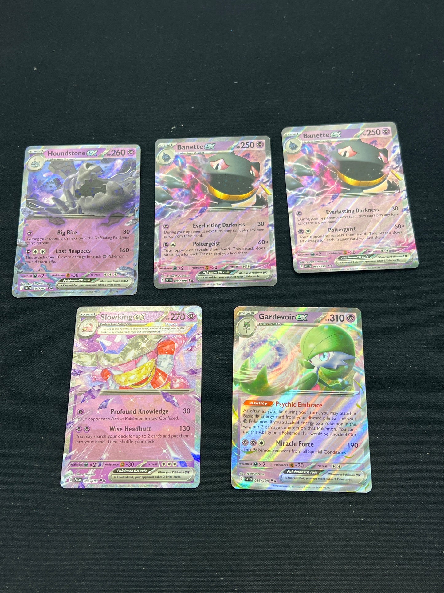 Auction Lot 52: Pokemon Cards Assorted Lot of 5 SV Era Psychic EX Conditions Vary