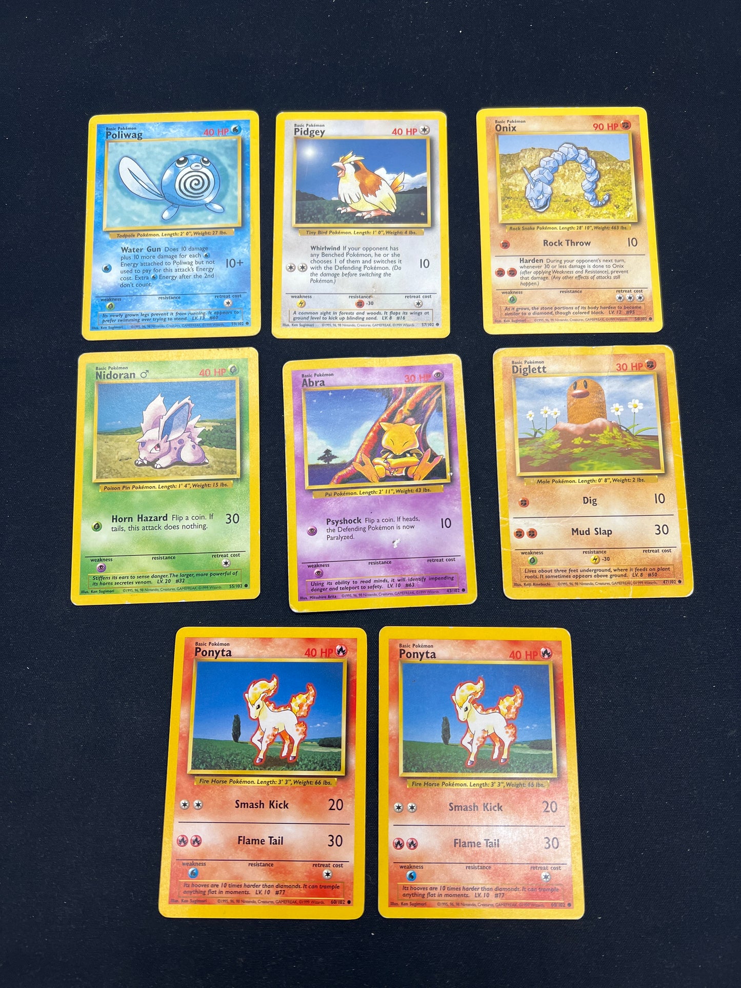 Auction Lot 87: Pokemon Cards Lot of 8 WOTC Base Set Commons Conditions Vary