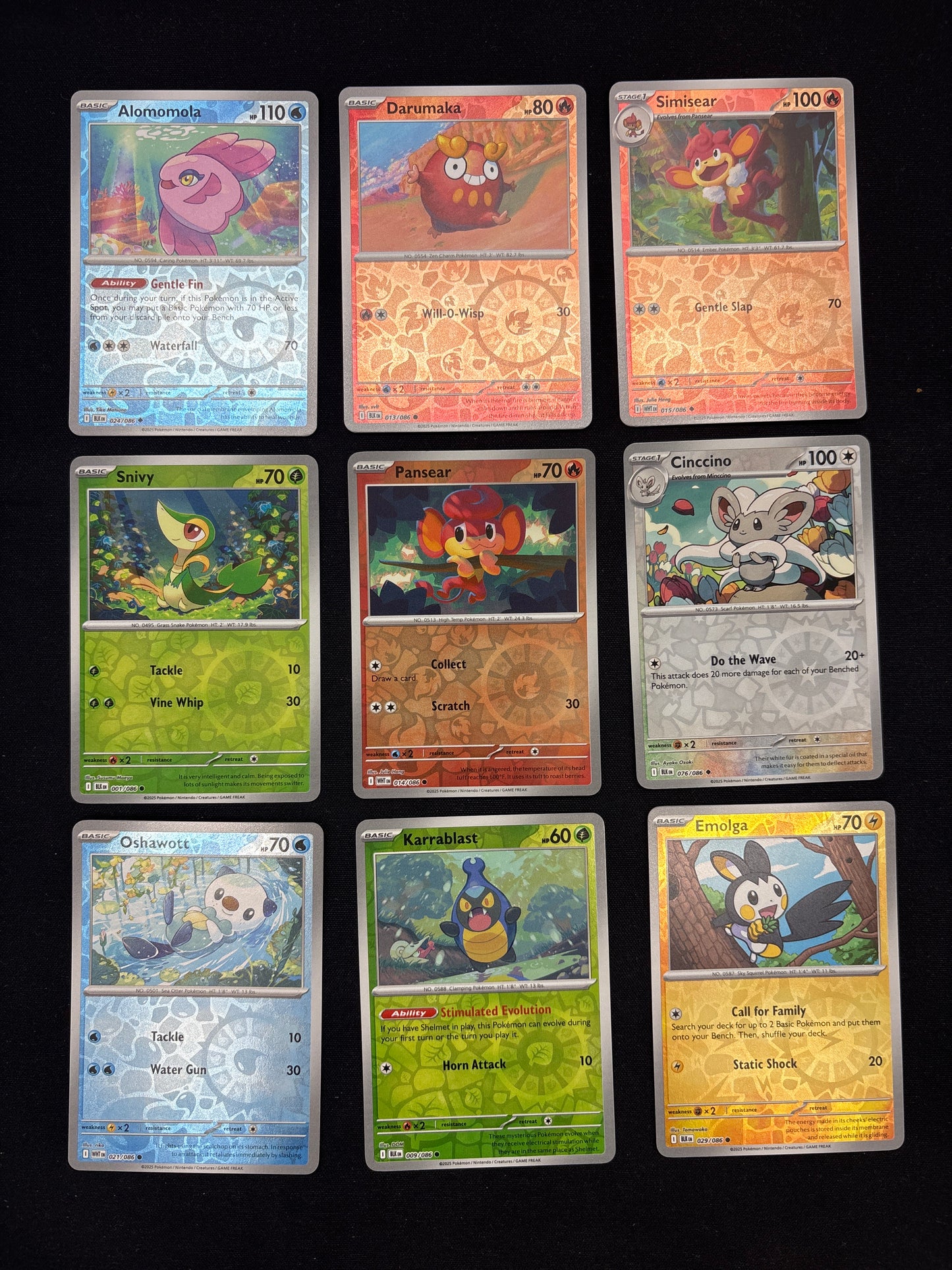 Auction Lot 292: Pokemon Black Bolt & White Flare Reverse Holo Card Lot Conditions Vary
