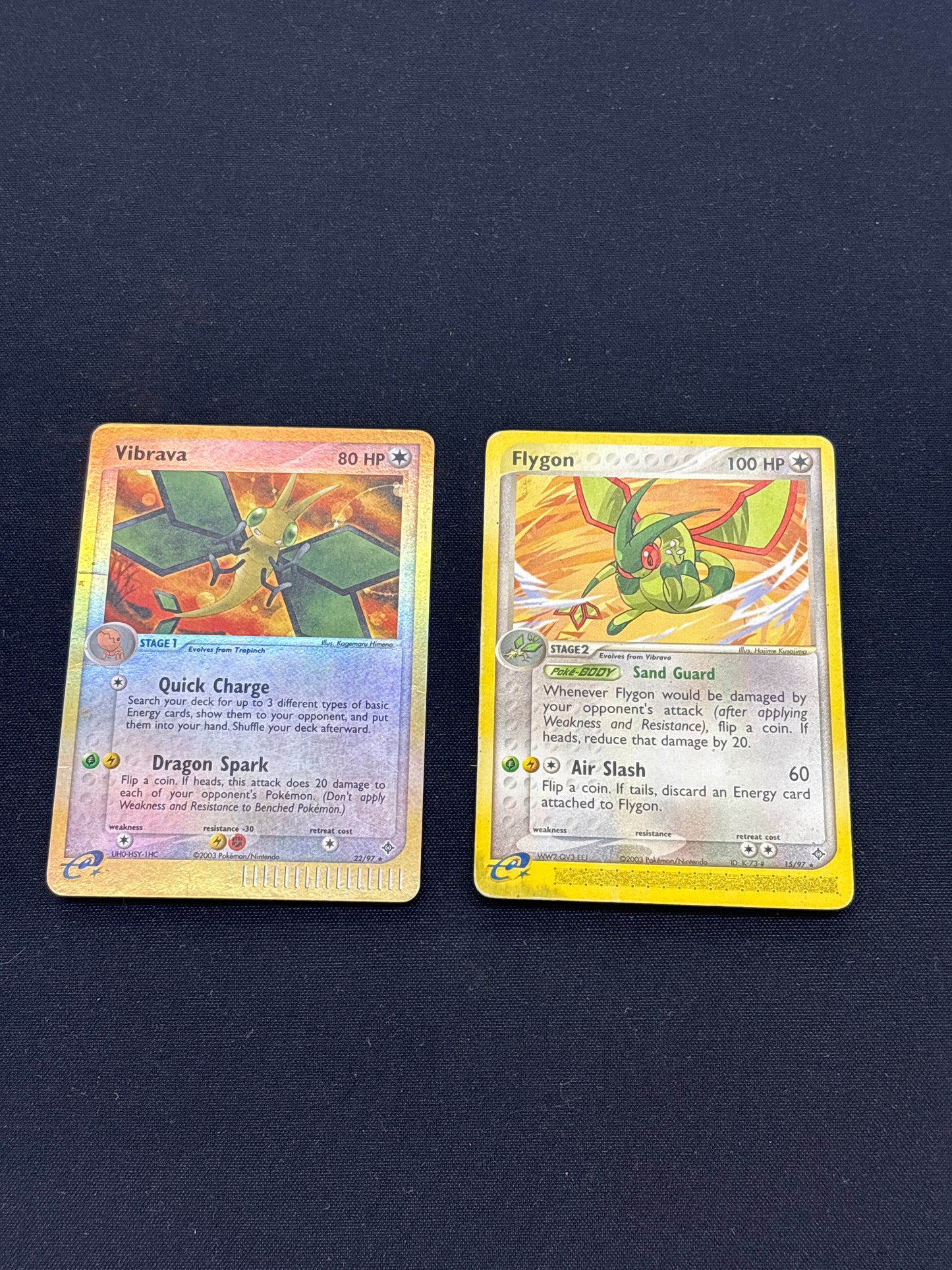Auction Lot 152: Pokemon Cards Lot of 2 Vibrava Reverse Holo Flygon Non Holo Rare Conditions Vary