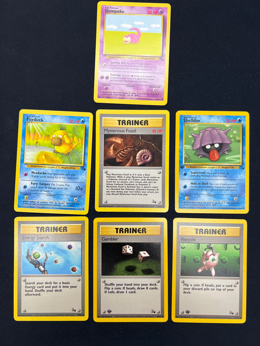 Auction Lot 377: Pokemon Cards Lot of 7 Assorted 1st Edition & Unlimited Fossil Conditions Vary
