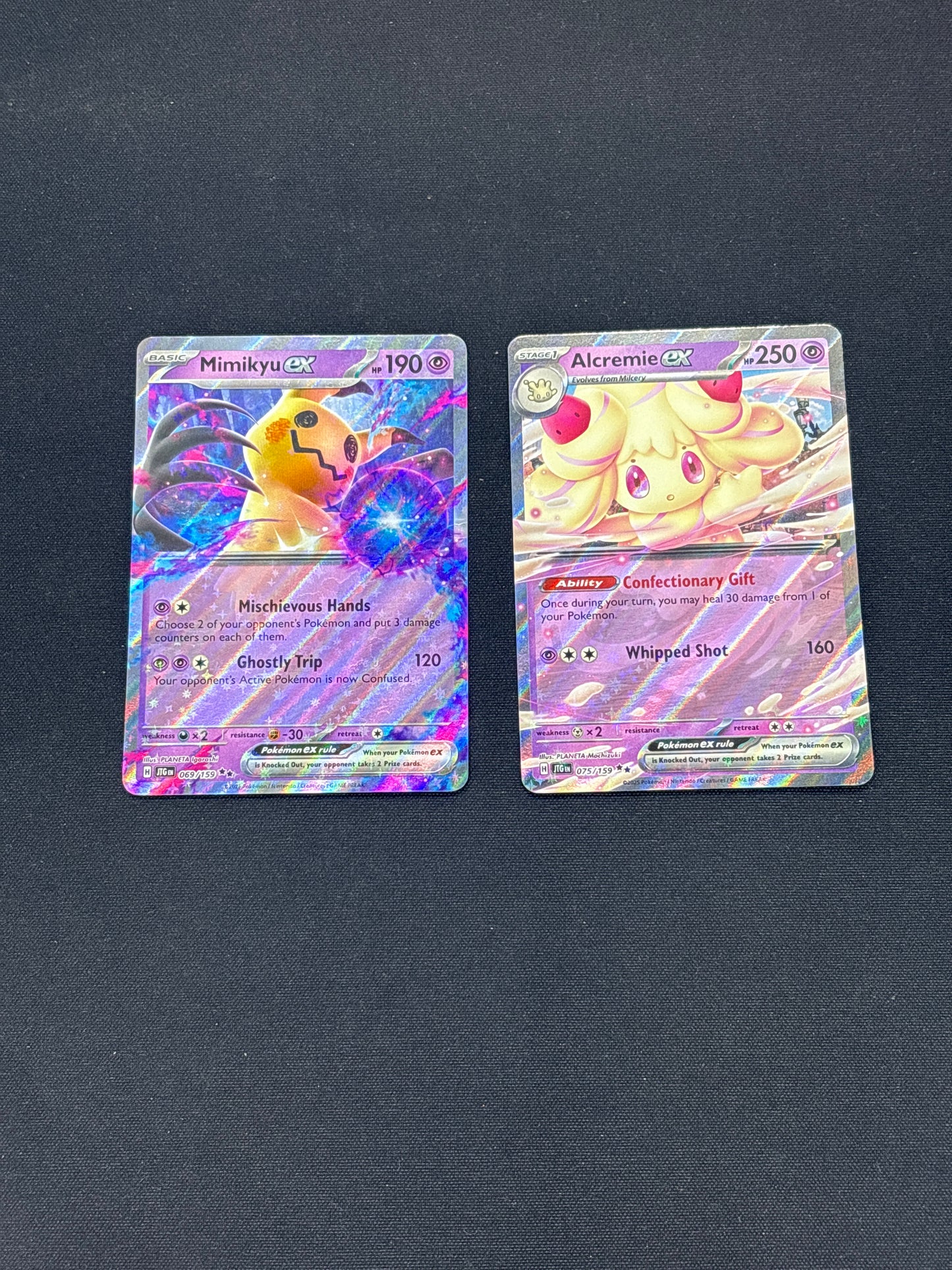 Auction Lot 413: Pokemon Cards Lot of 2 Mimikyu & Alcremie EX Journey Together Conditions Vary