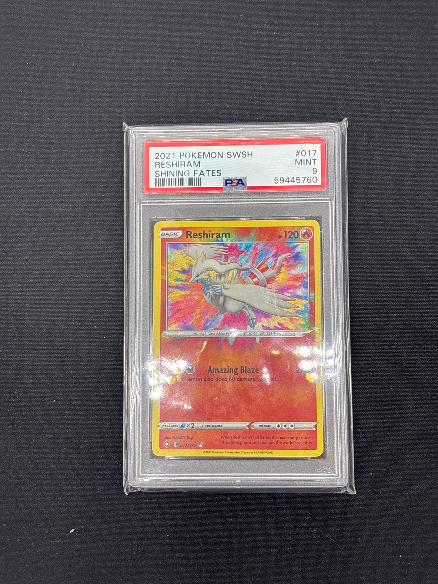 Auction Lot 494: Graded PSA 9 Pokemon Cards Reshiram Amazing Rare Shining Fates