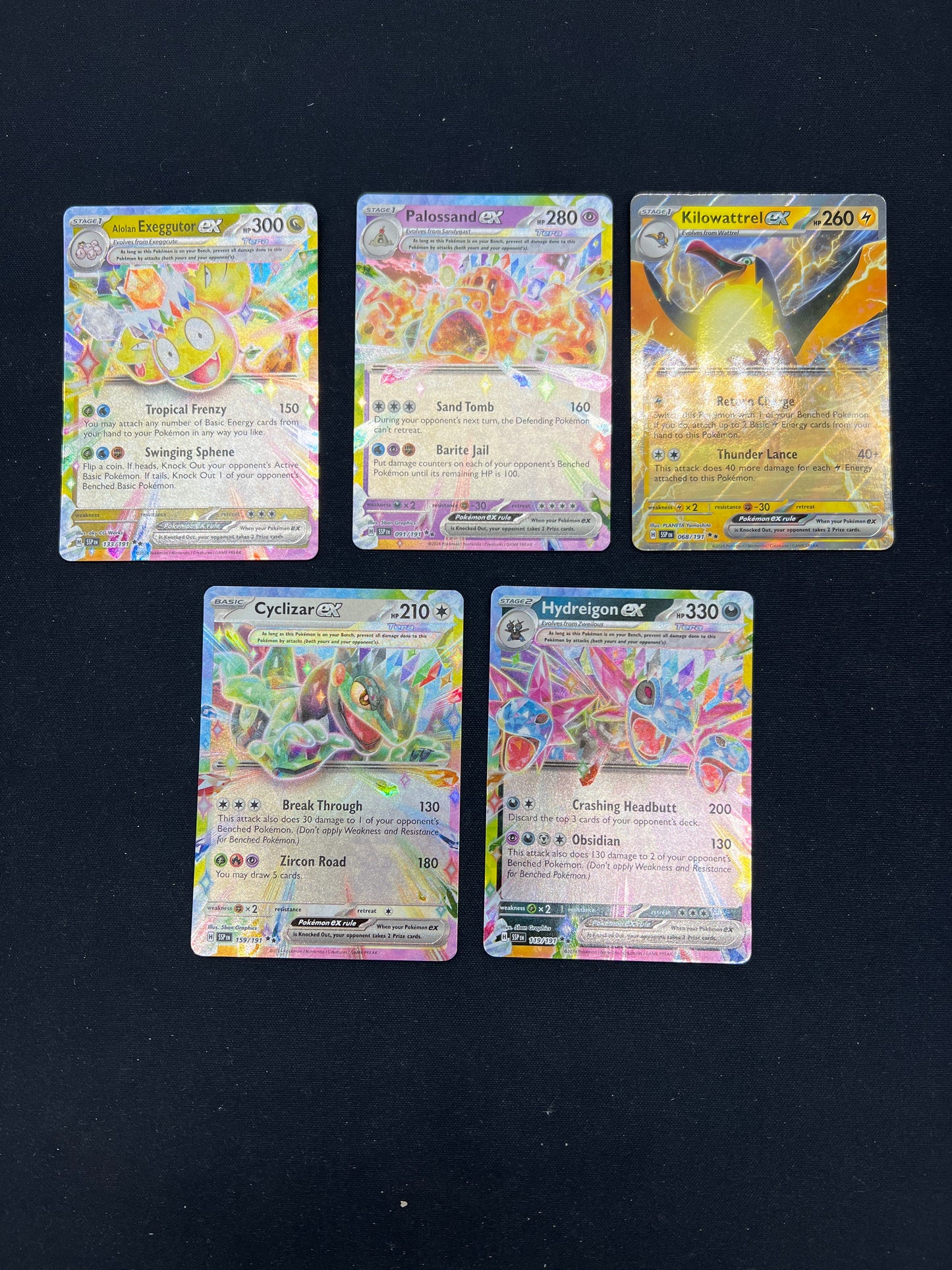 Auction Lot 276: Pokémon Cards Lot of 5 Surging Sparks Assorted EX’s Conditions Vary