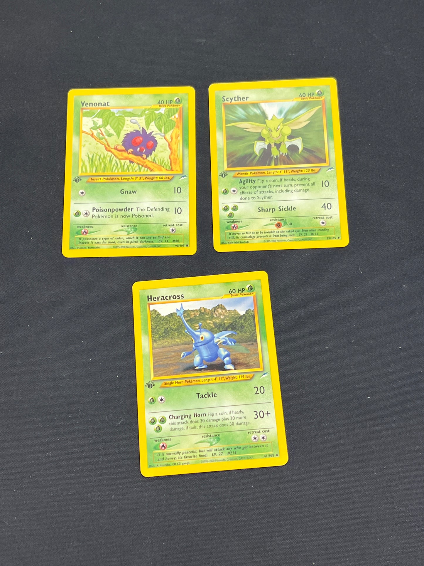 Auction Lot 47: Pokemon Cards Lot of 3 Assorted Grass Types 1st Edition Neo Destiny Conditions Vary