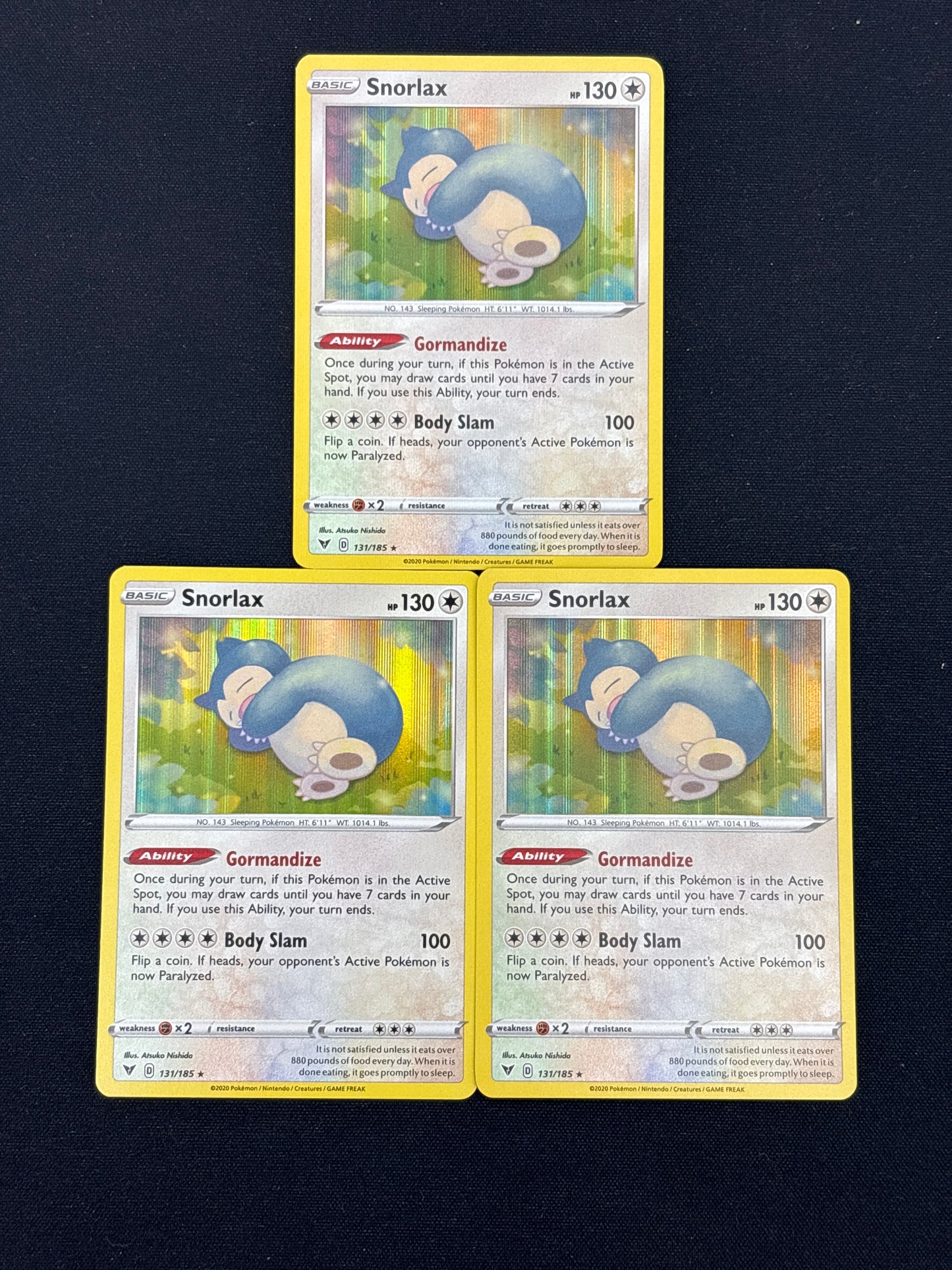 Auction Lot 50: Pokemon Cards Lot of 3 Snorlax Holo Conditions Vary