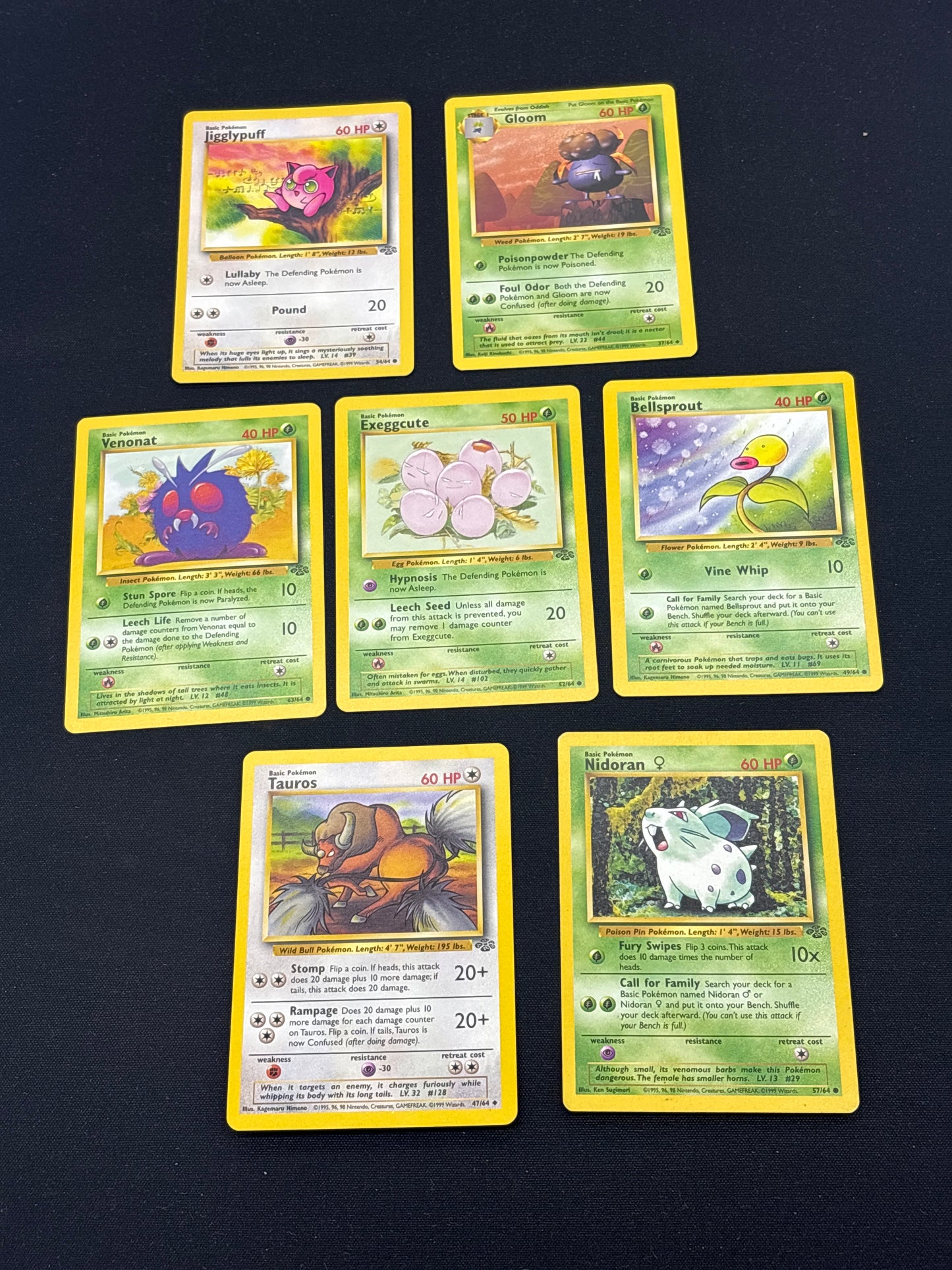 Auction Lot 90: Pokemon Cards Lot of 7 WOTC Jungle Commons Uncommons Conditions Vary