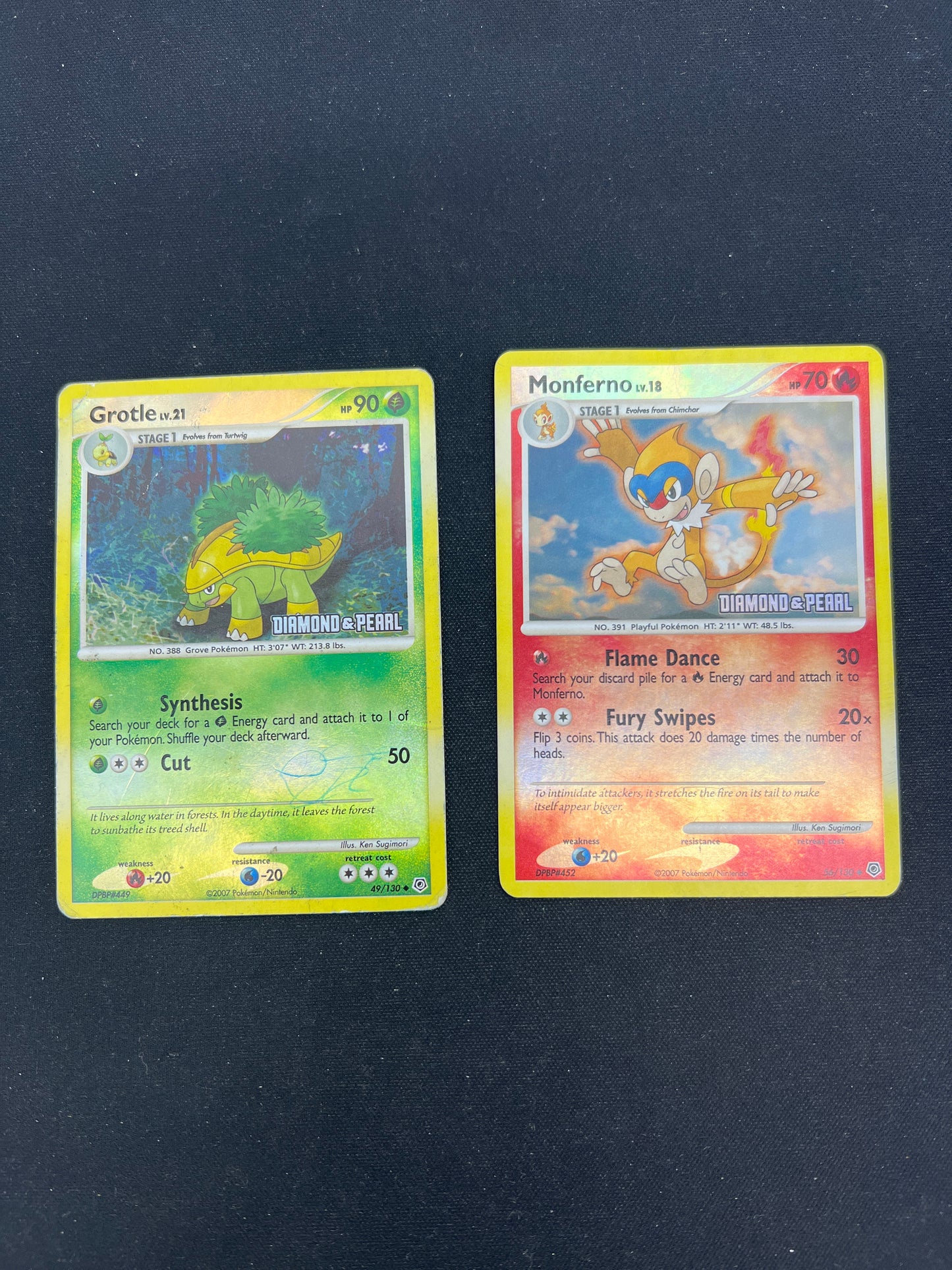 Auction Lot 24: Pokemon Cards Grotle & Monferno Reverse Holo Stamped Lot of 2 Conditions Vary