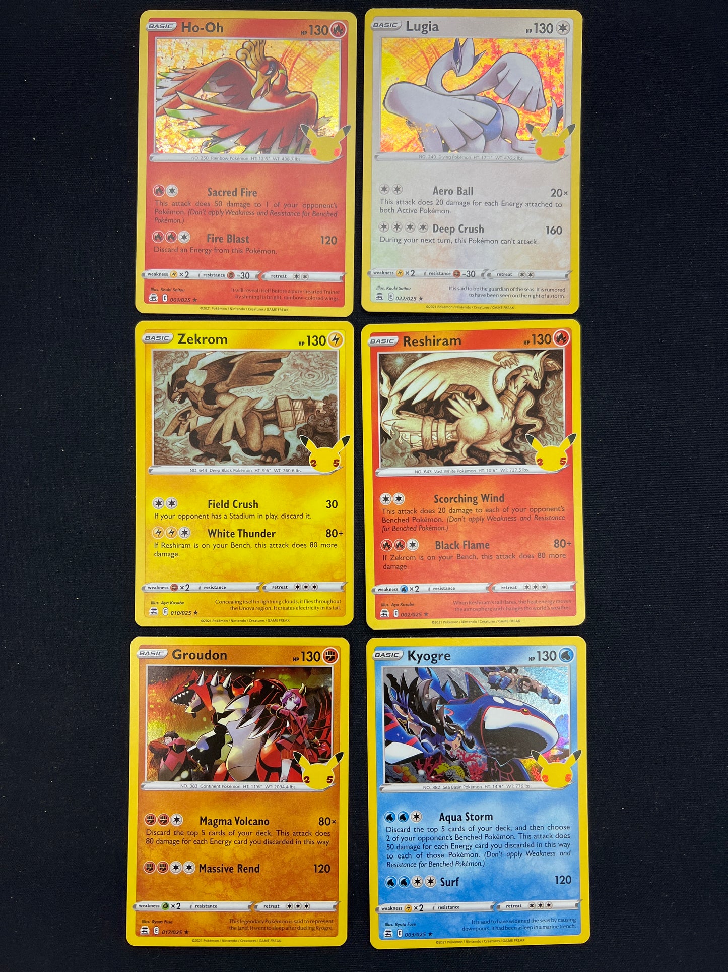 Auction Lot 476: Pokemon Cards Lot of 6 Assorted Holo Rares Celebrations Conditions Vary