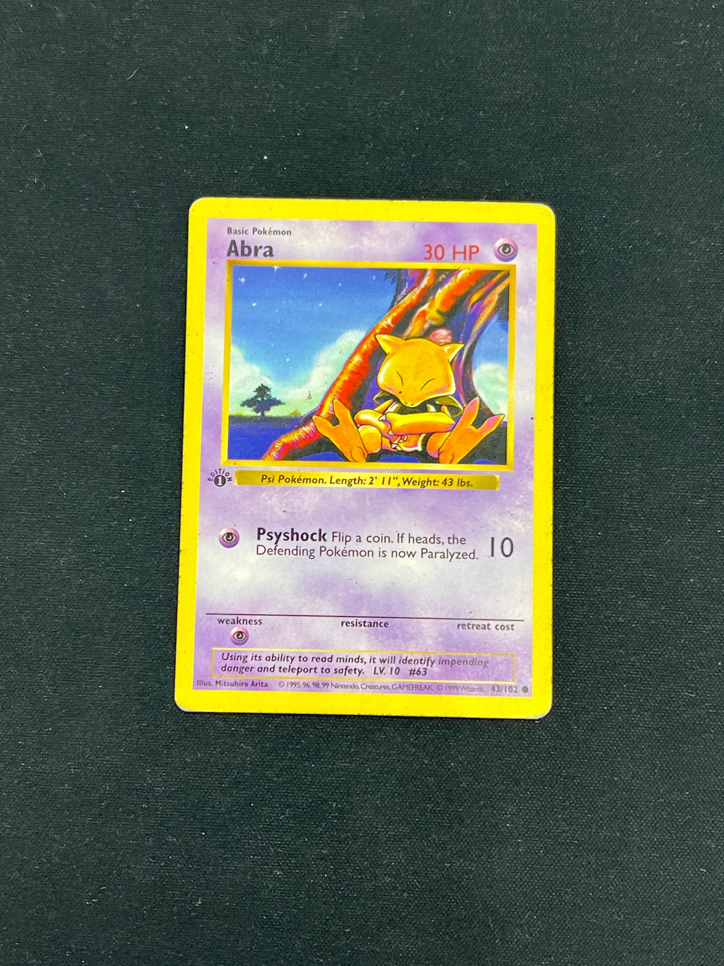 Auction Lot 35: Pokemon Cards Abra 1st Edition Shadowless Conditions Vary