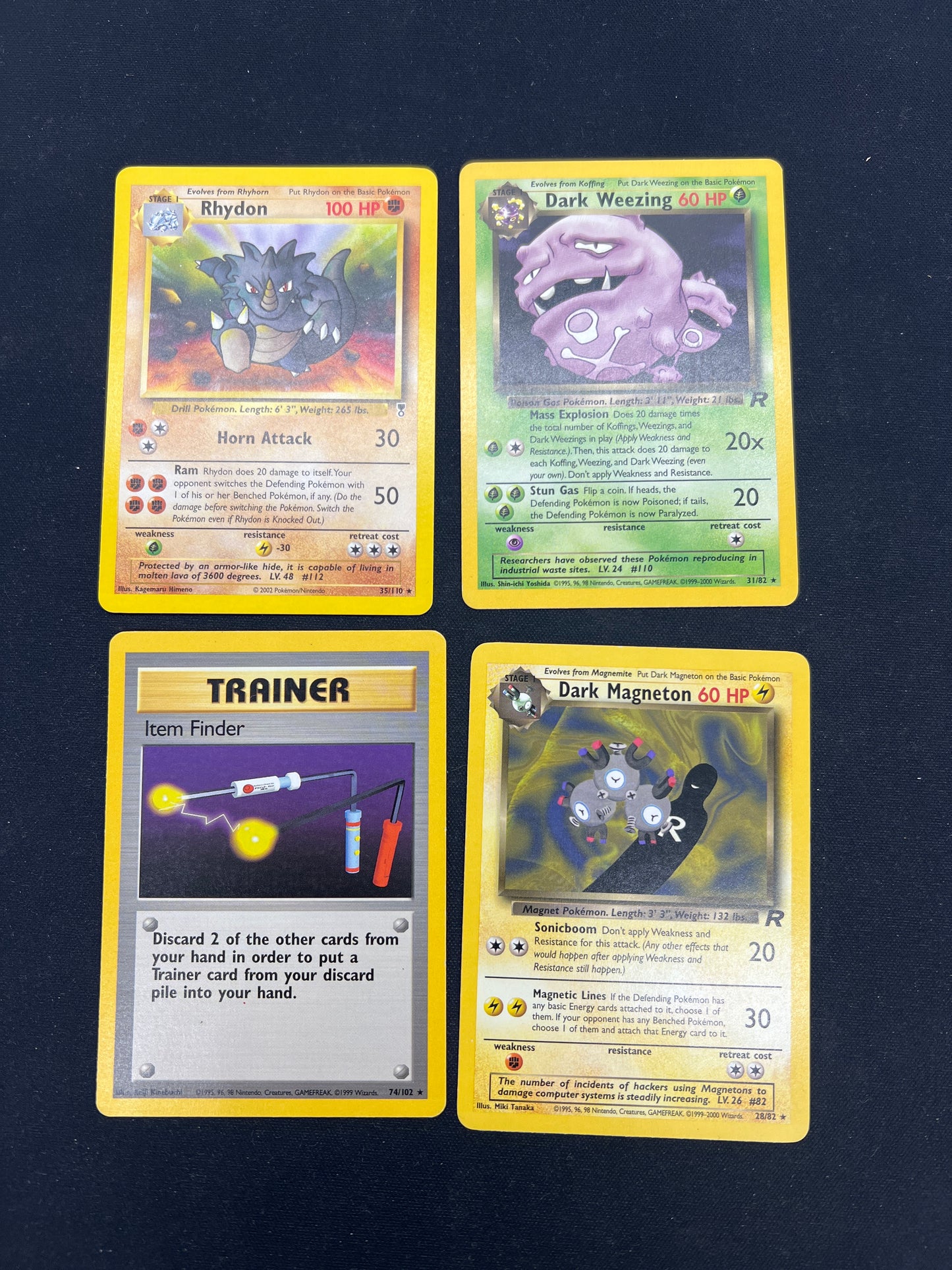 Auction Lot 77: Pokemon Cards Lot of 4 Assorted WOTC Vintage Non Holo Rares Conditions Vary