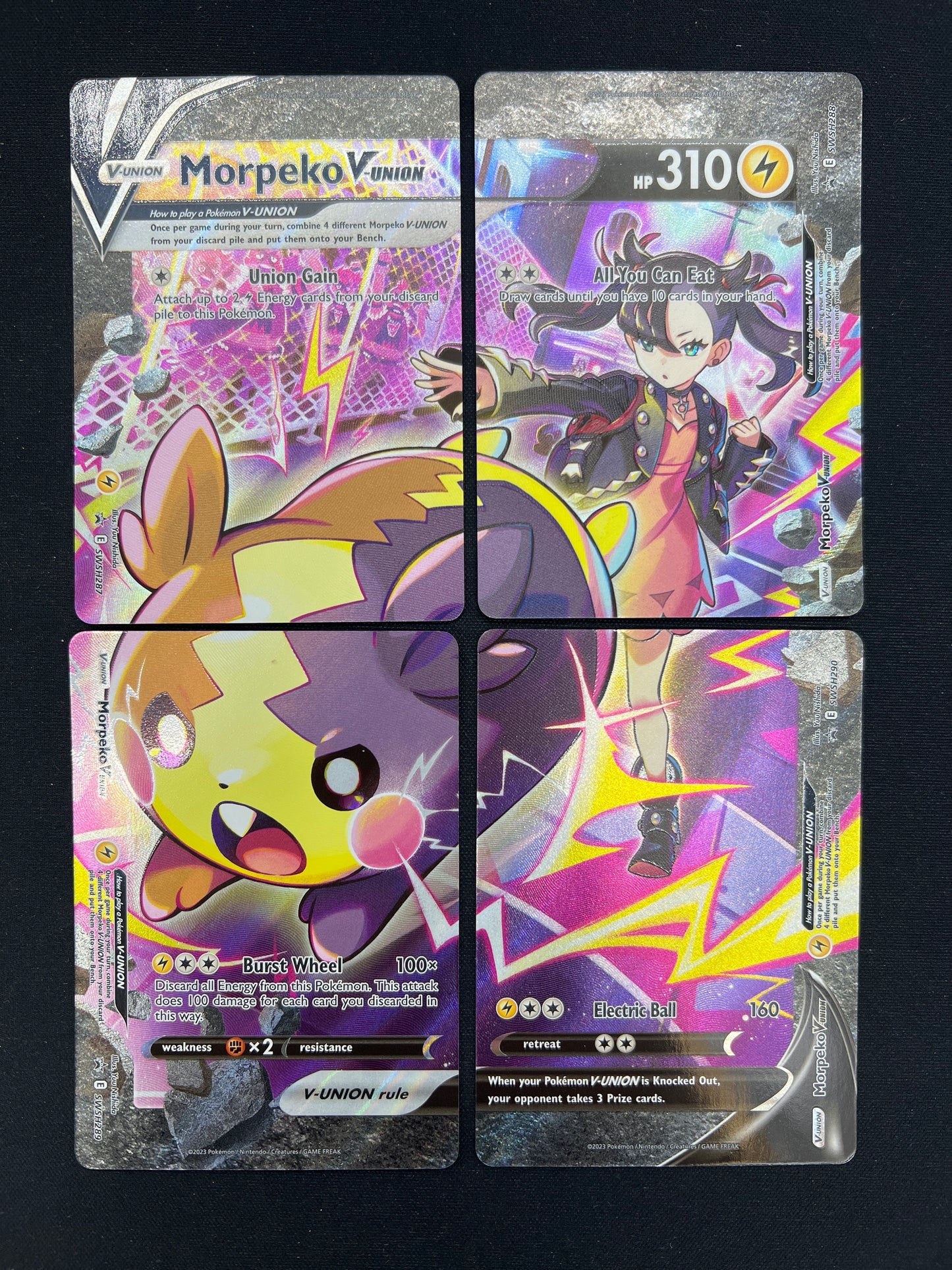 Auction Lot 477: Pokemon Cards Morpeko V-Union Set of 4 SWSH Promo Conditions Vary