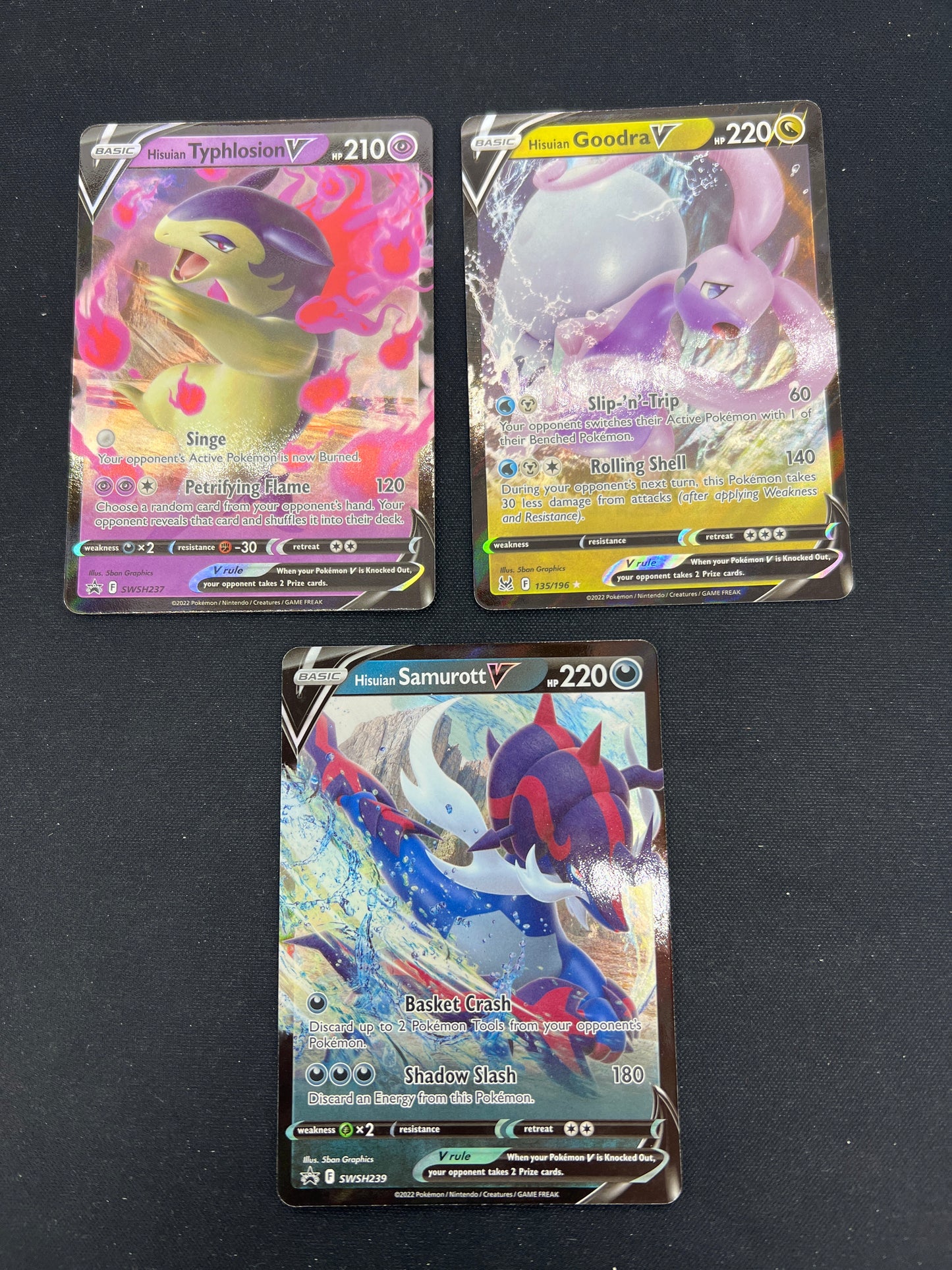 Auction Lot 187: Pokemon Cards Lot of 3 Assorted Hisuian V Ultra Rares SWSH Conditions Vary