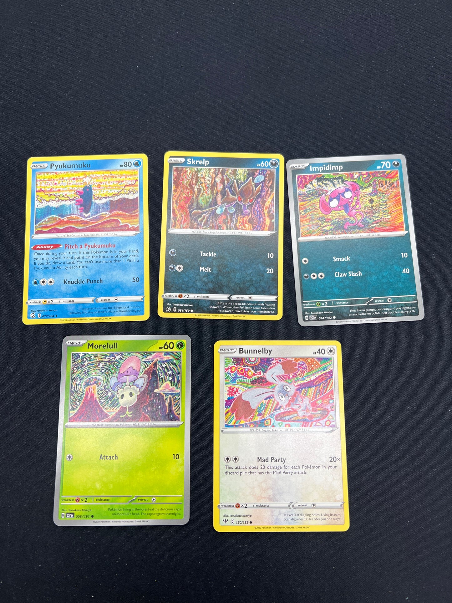 Auction Lot 57: Pokemon Cards Lot of 5 Tomokazu Komiya Commons Uncommons Lot 3 Conditions Vary